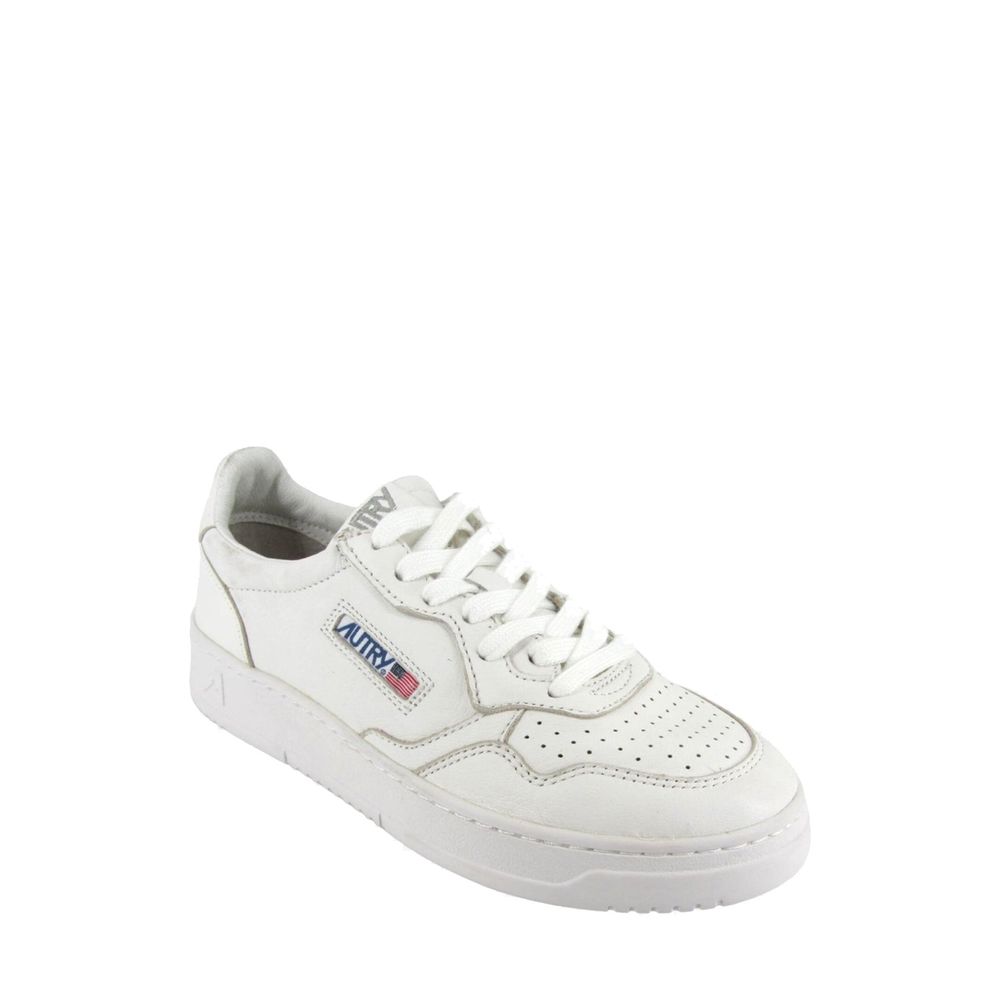 White Leather Low Top Sneakers - ventzia
