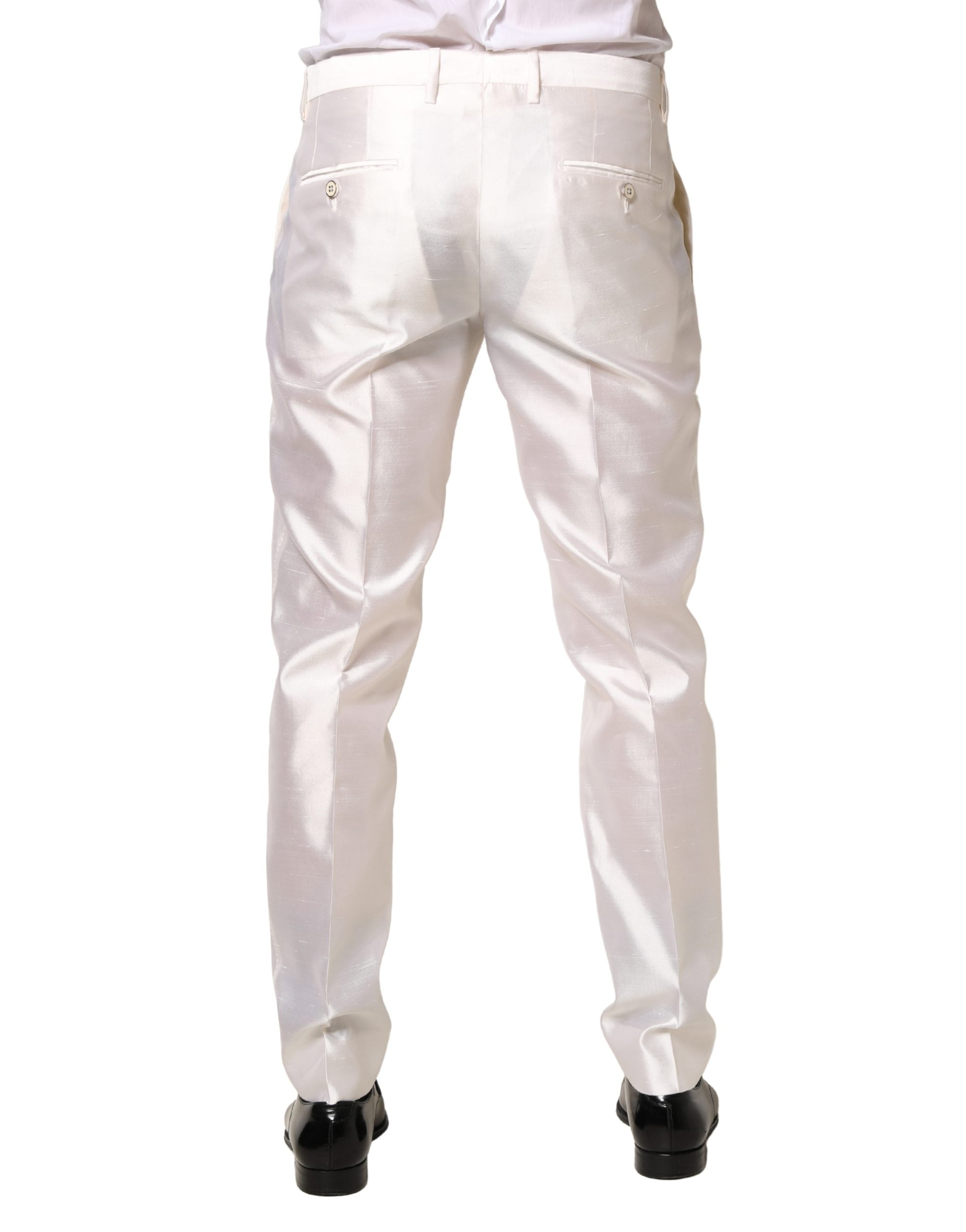 White Silk Satin Dress Formal Trouser Pants - ventzia