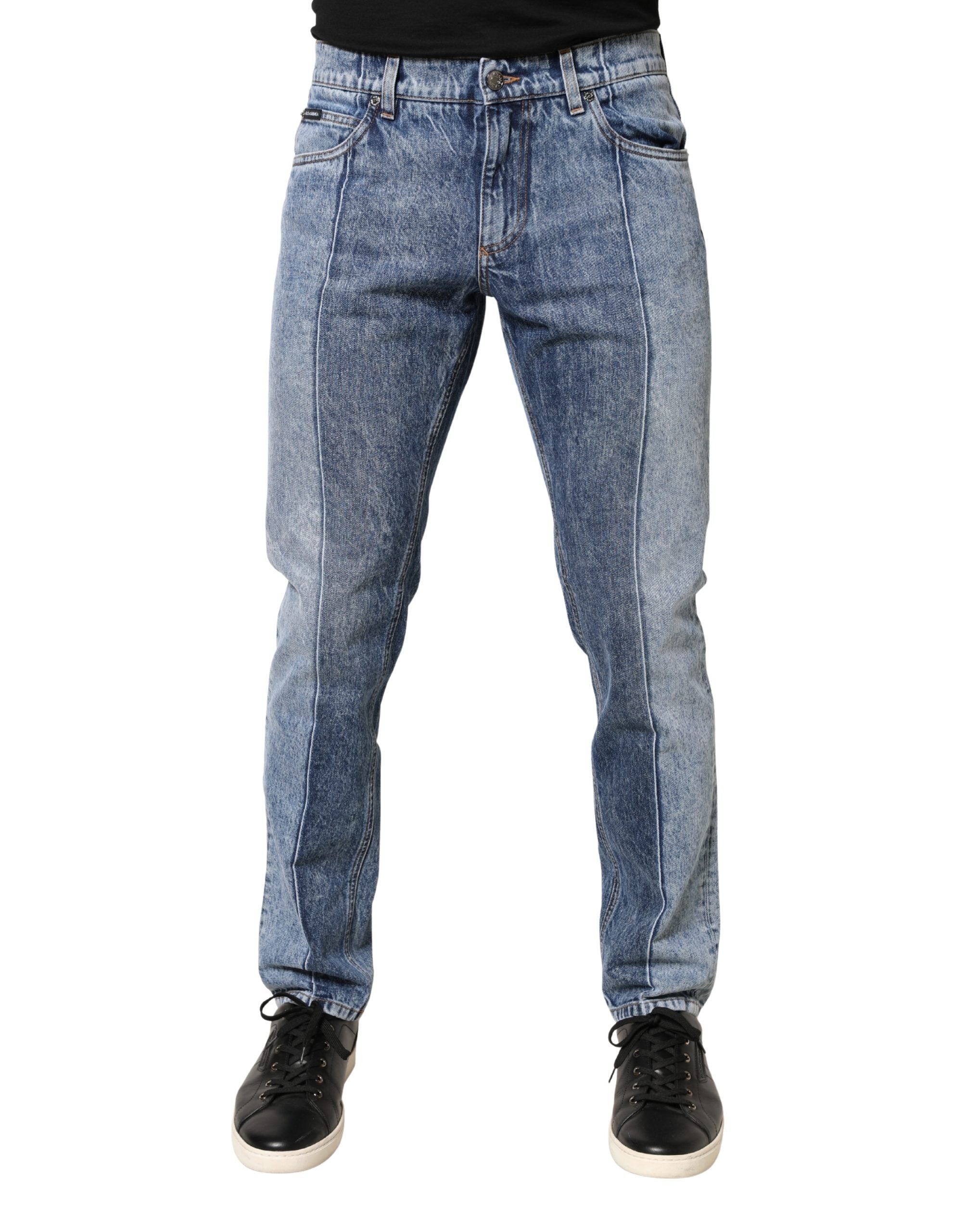 Two Tone Blue Cotton Regular Men Denim Jeans - ventzia