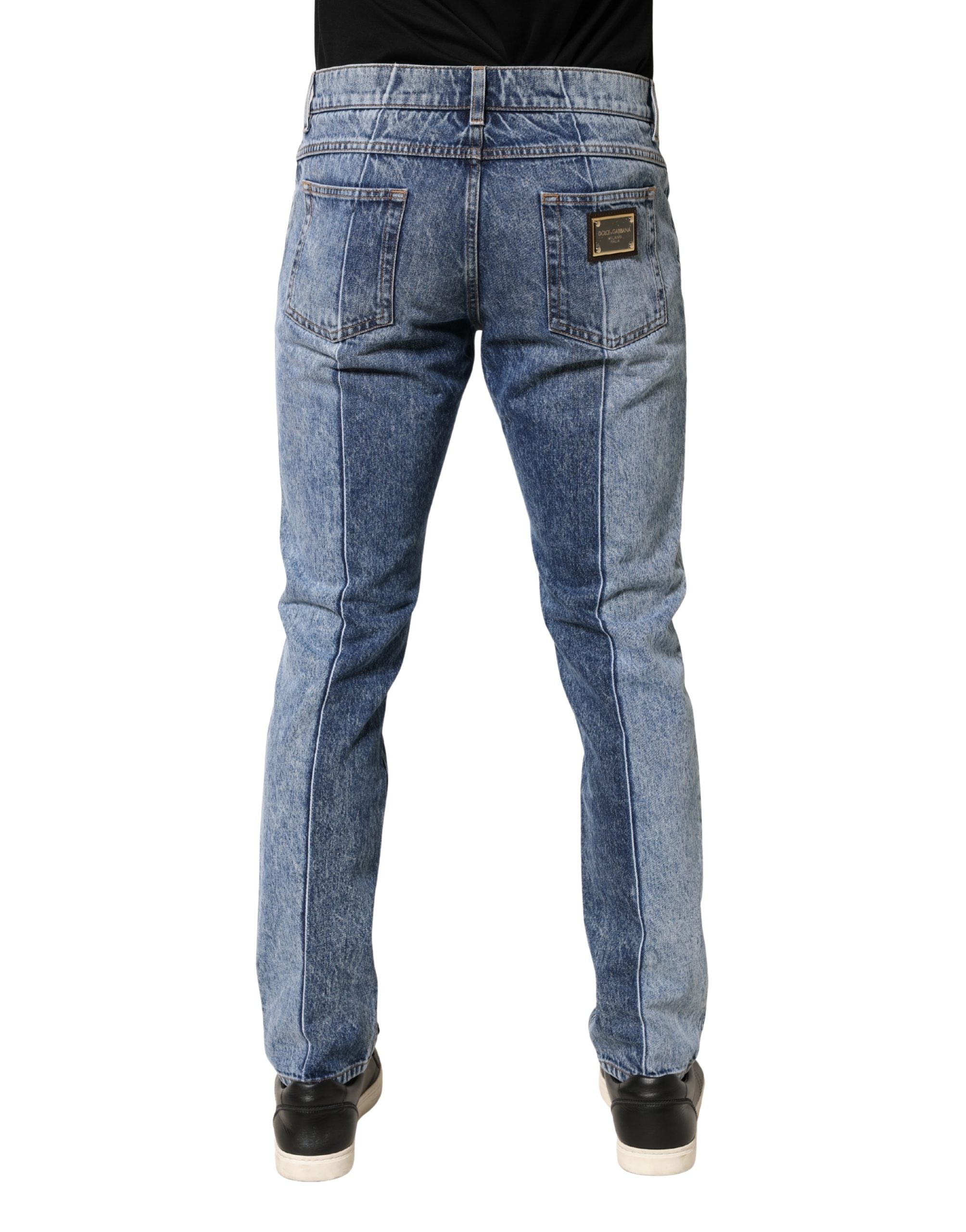 Two Tone Blue Cotton Regular Men Denim Jeans - ventzia