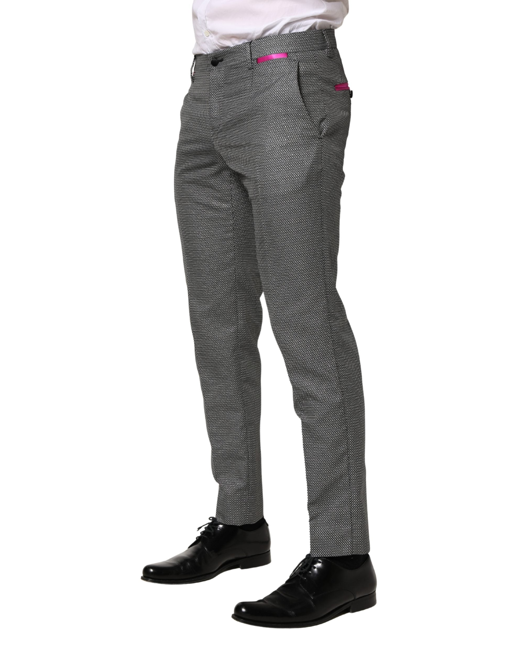 Gray Viscose Skinny Men Dress Trouser Pants - ventzia