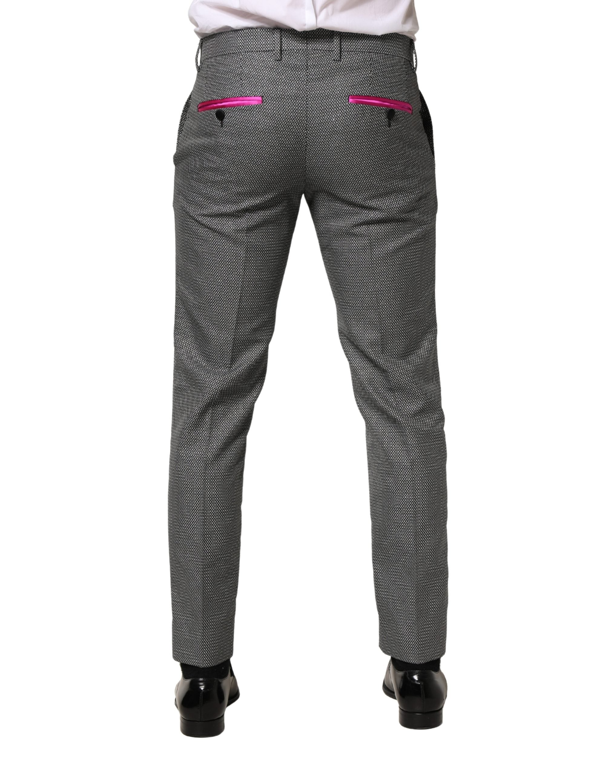 Gray Viscose Skinny Men Dress Trouser Pants - ventzia