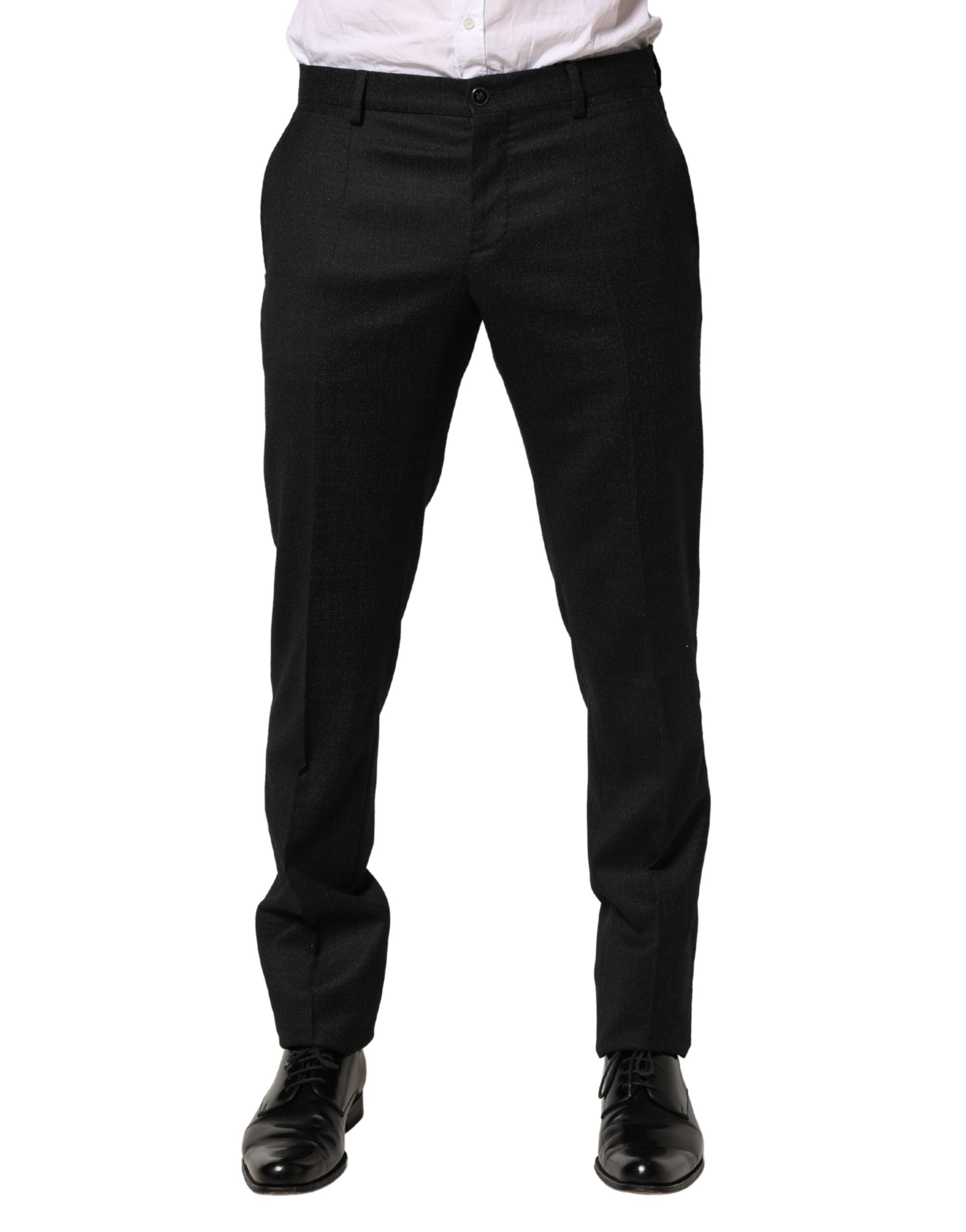 Black Wool Skinny Men Dress Trouser Pants - ventzia