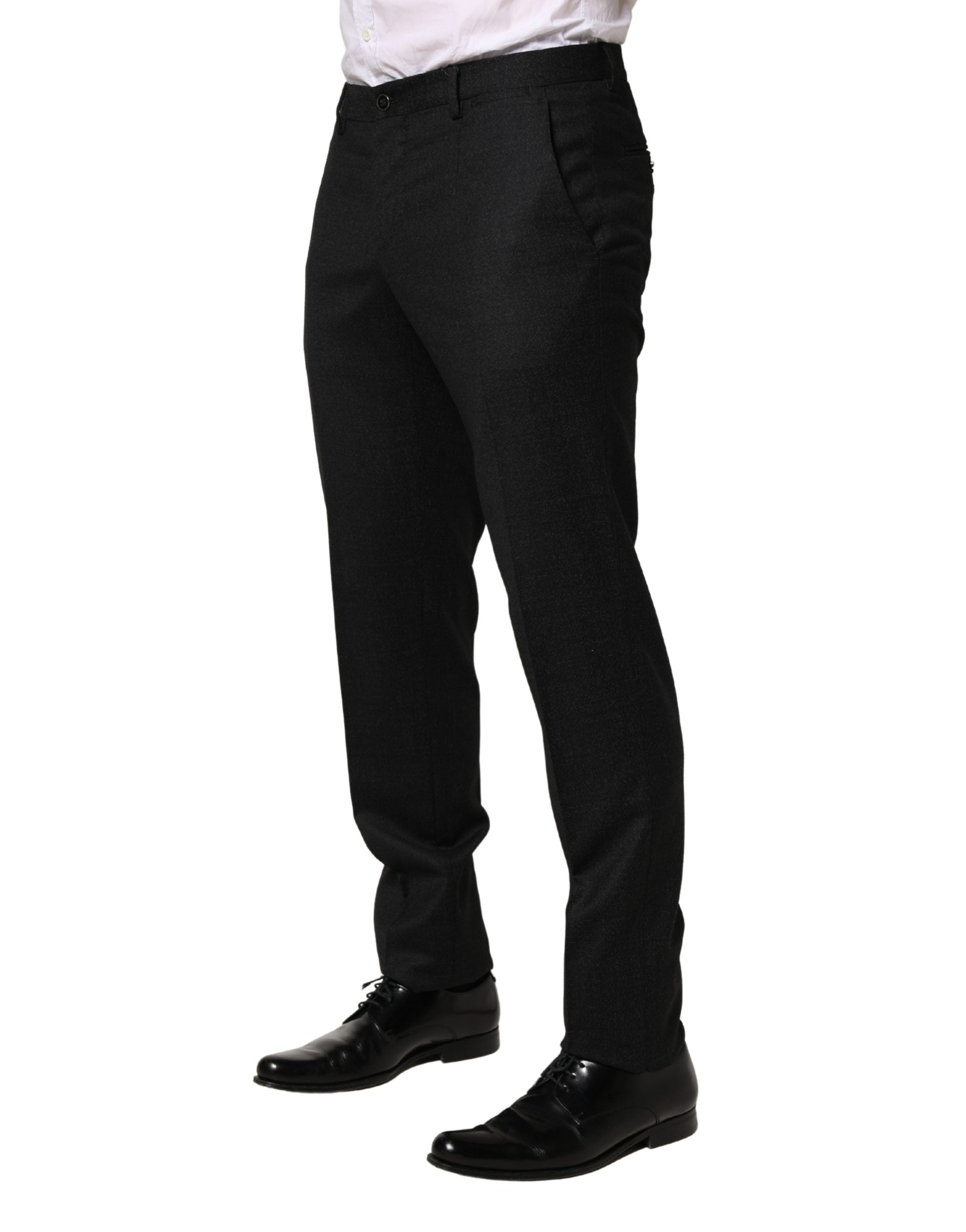 Black Wool Skinny Men Dress Trouser Pants - ventzia