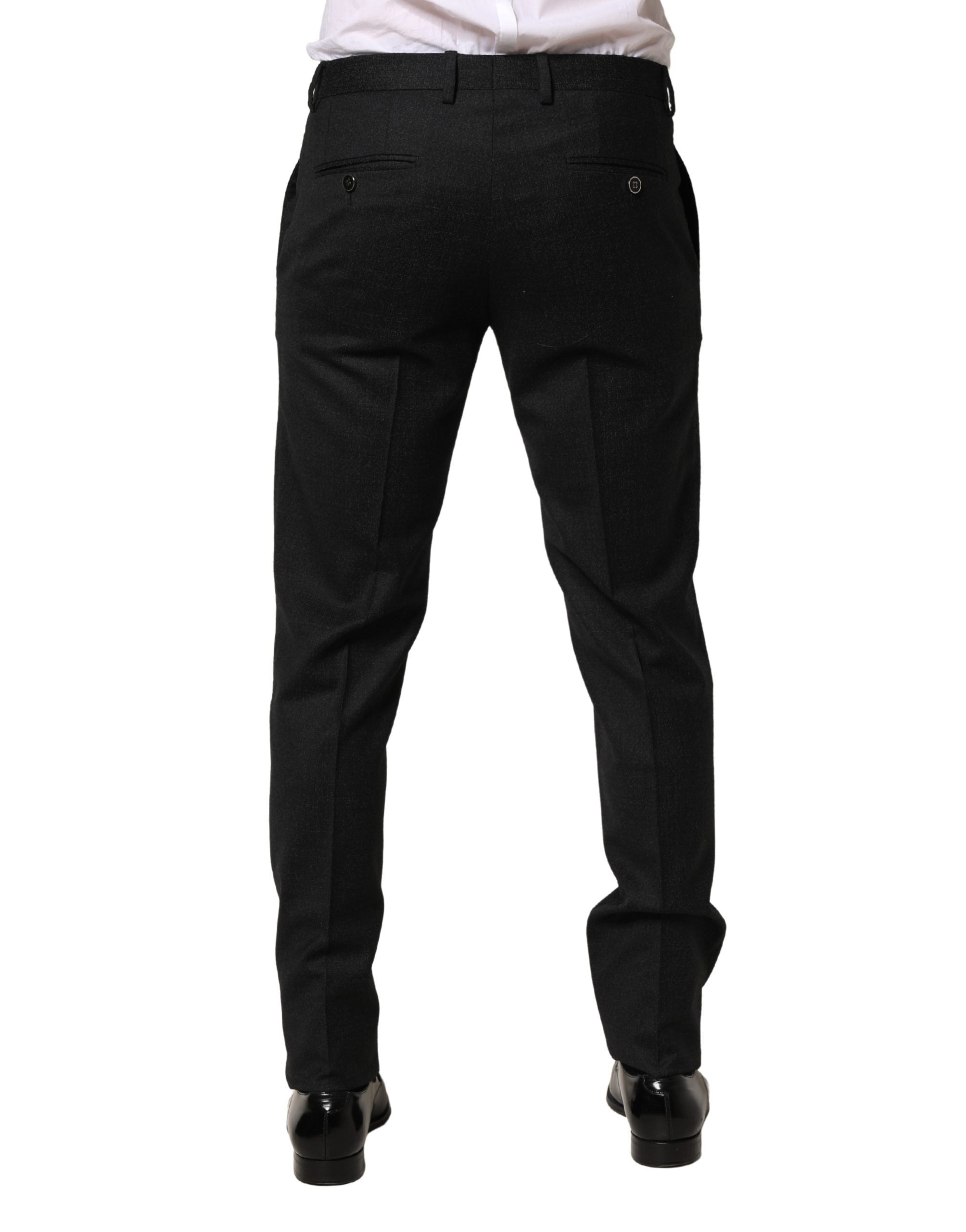 Black Wool Skinny Men Dress Trouser Pants - ventzia