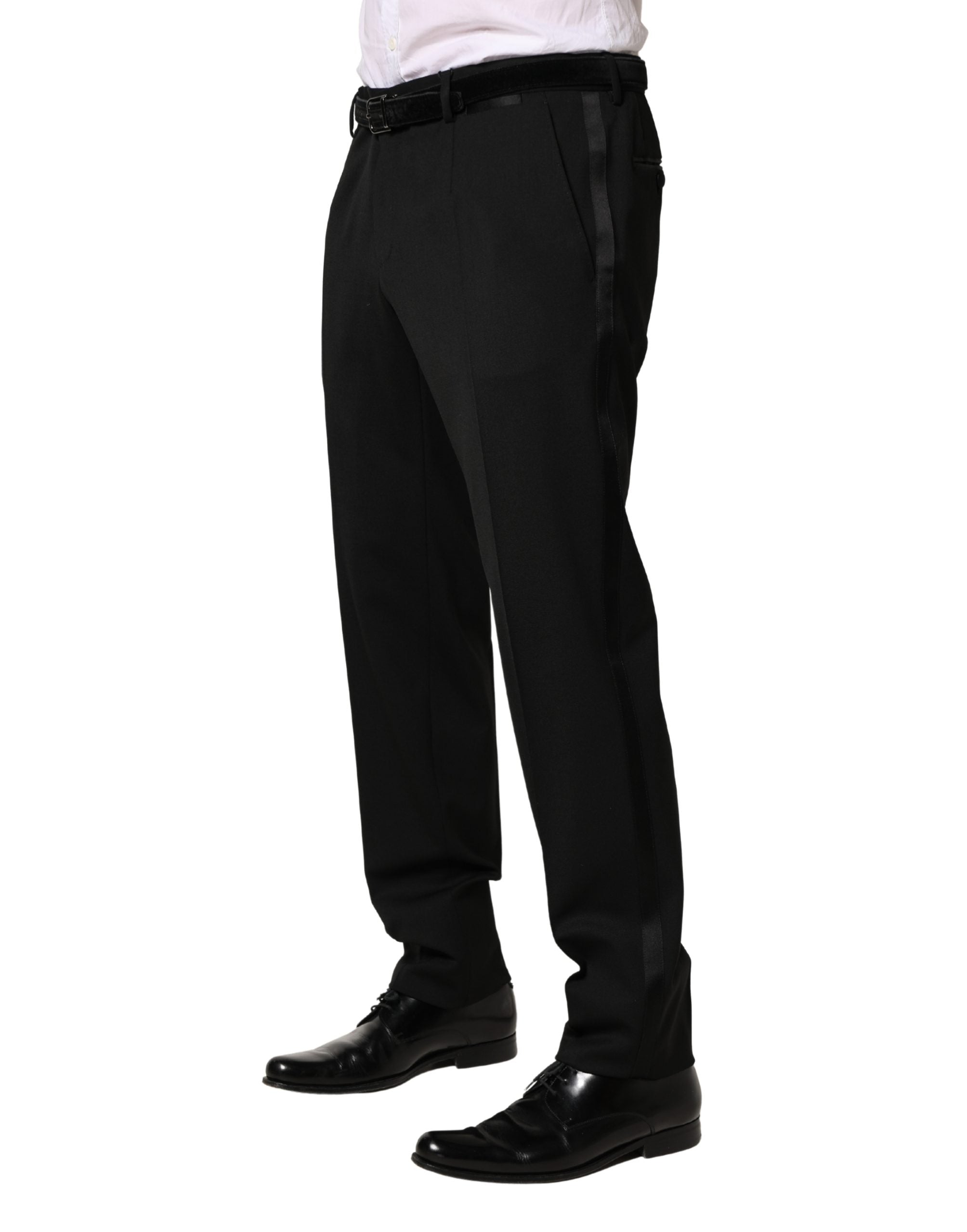 Black Wool Skinny Men Dress Trouser Pants - ventzia