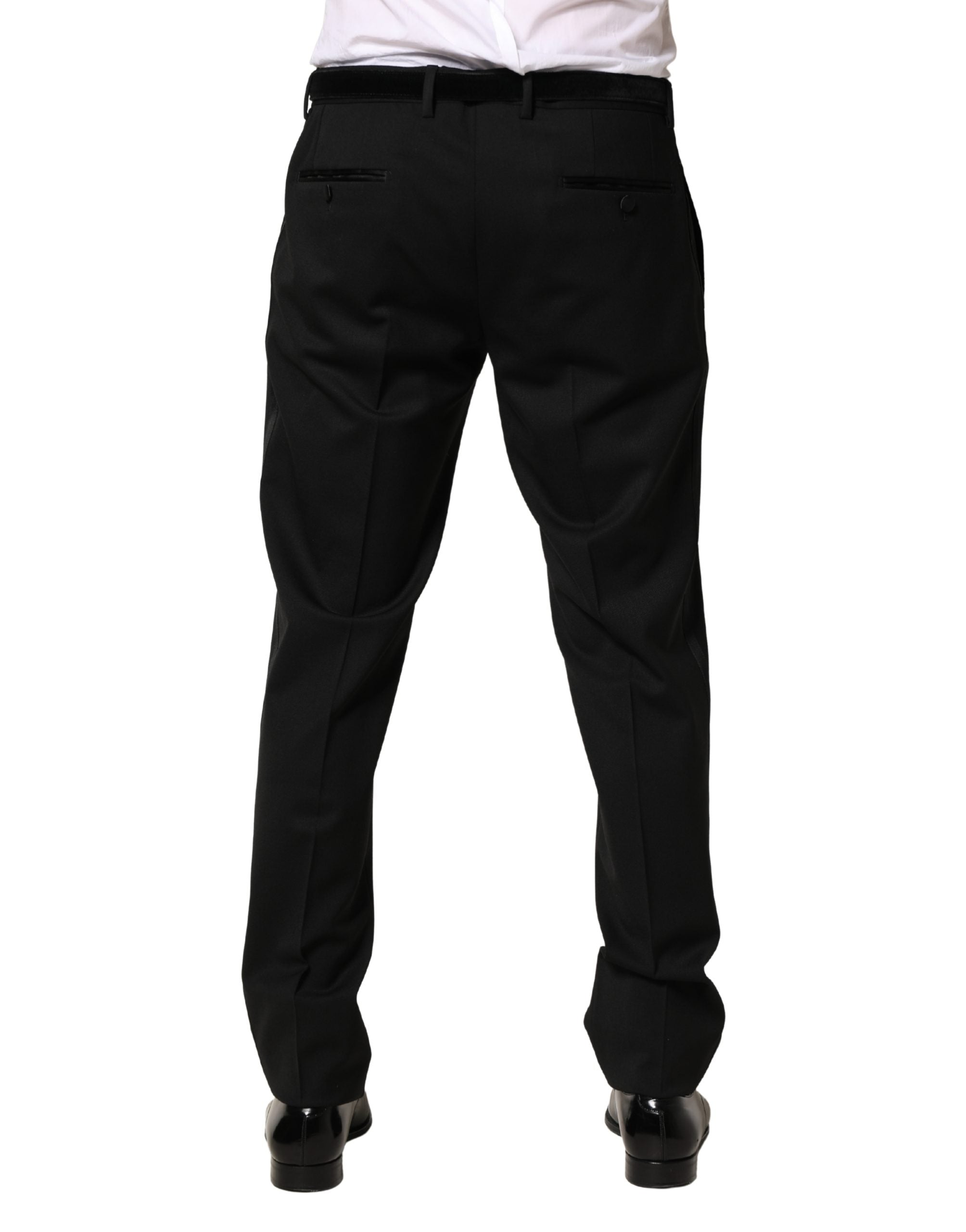 Black Wool Skinny Men Dress Trouser Pants - ventzia