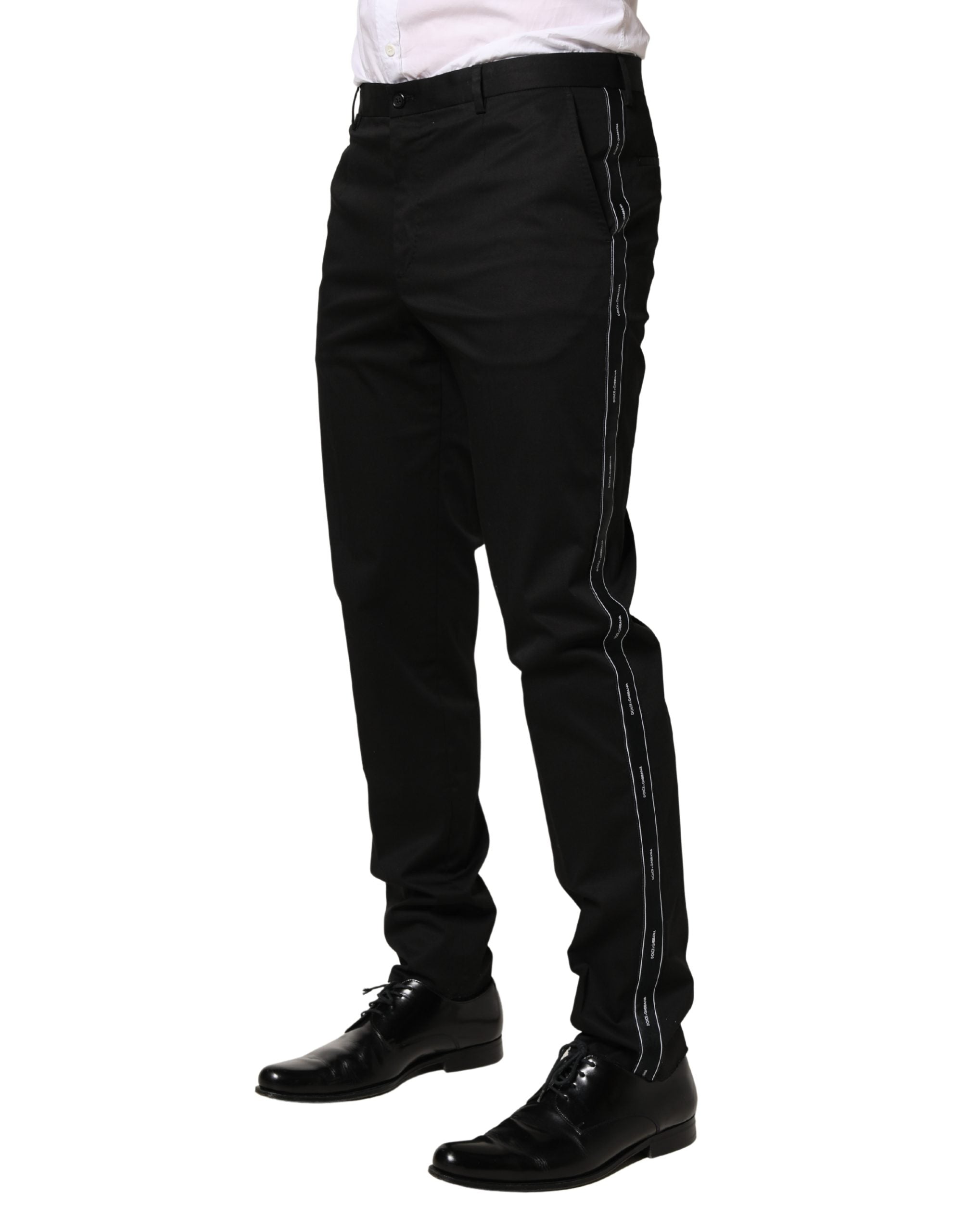 Black Cotton Skinny Men Dress Trouser Pants - ventzia