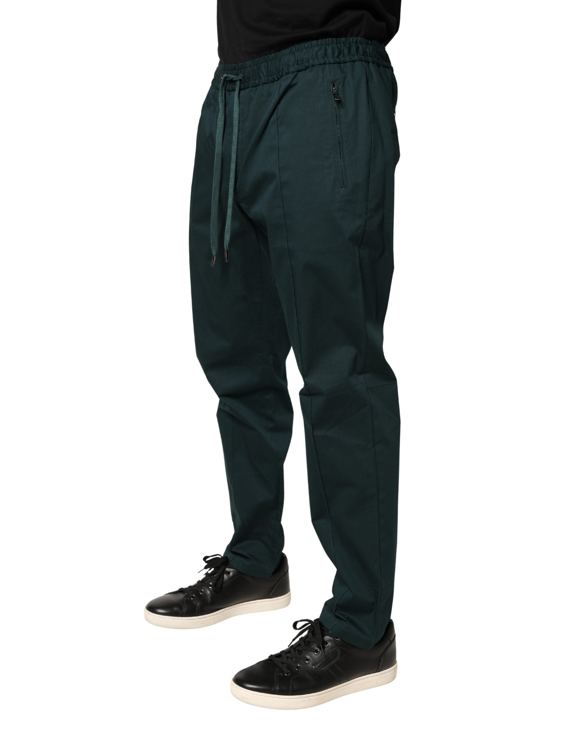 Green Cotton Skinny Men Jogger Trouser Pants - ventzia