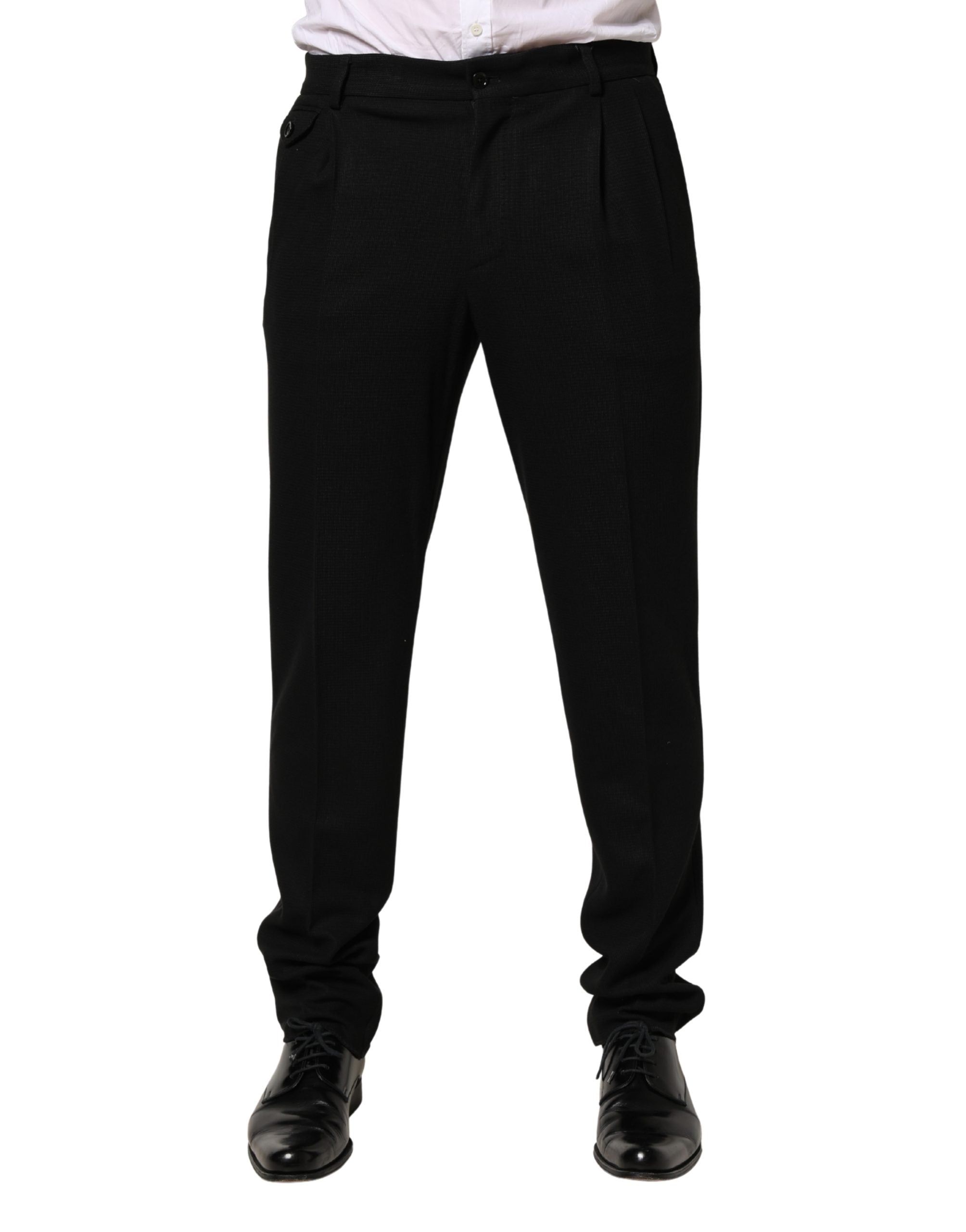 Black Wool Skinny Men Dress Trouser Pants - ventzia