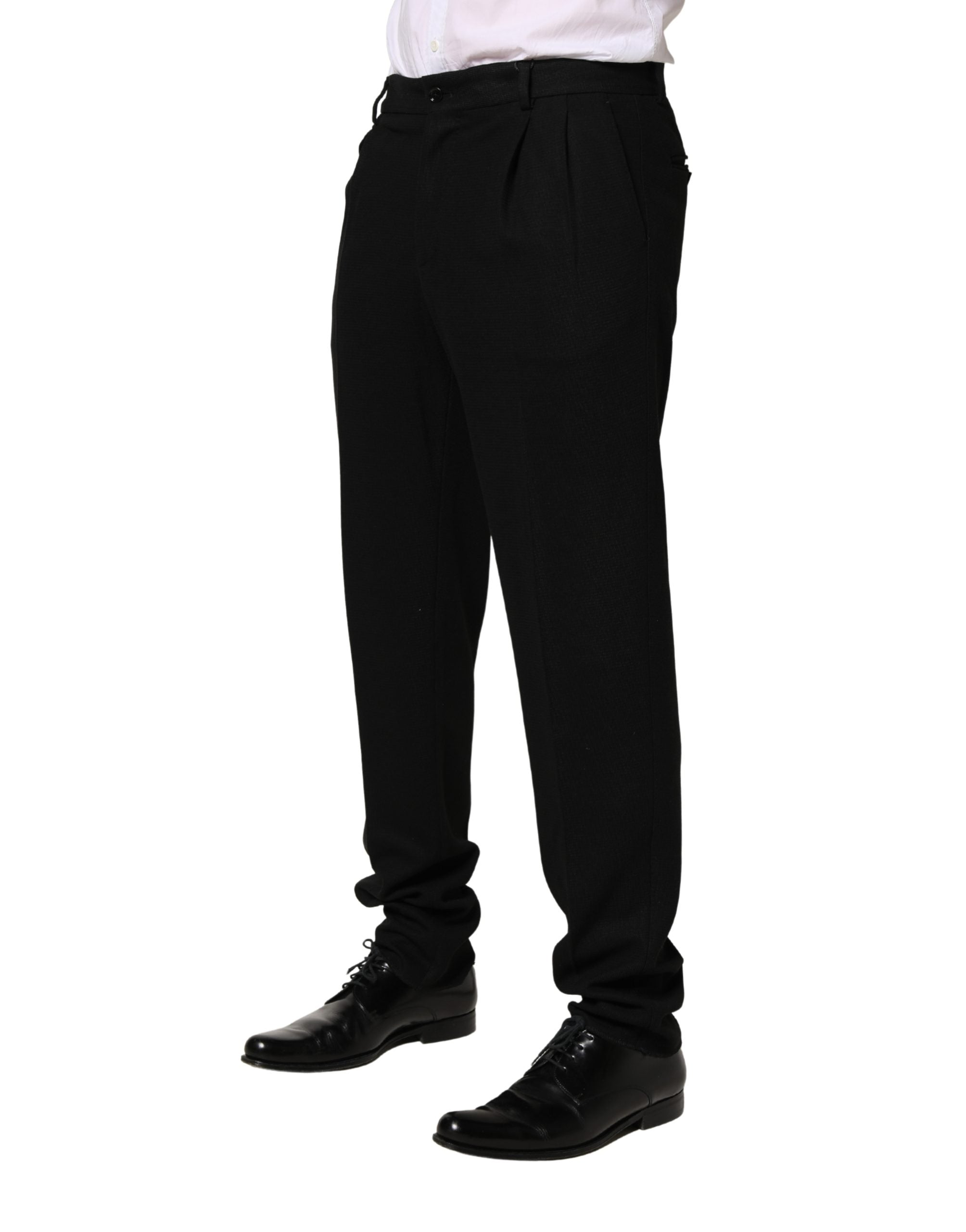 Black Wool Skinny Men Dress Trouser Pants - ventzia