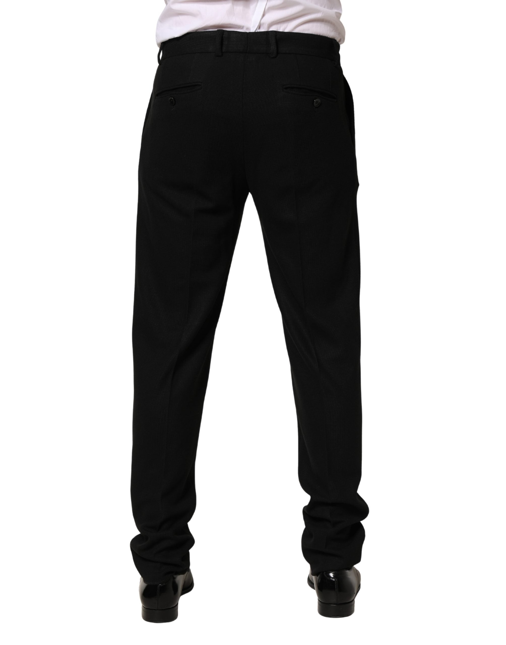 Black Wool Skinny Men Dress Trouser Pants - ventzia