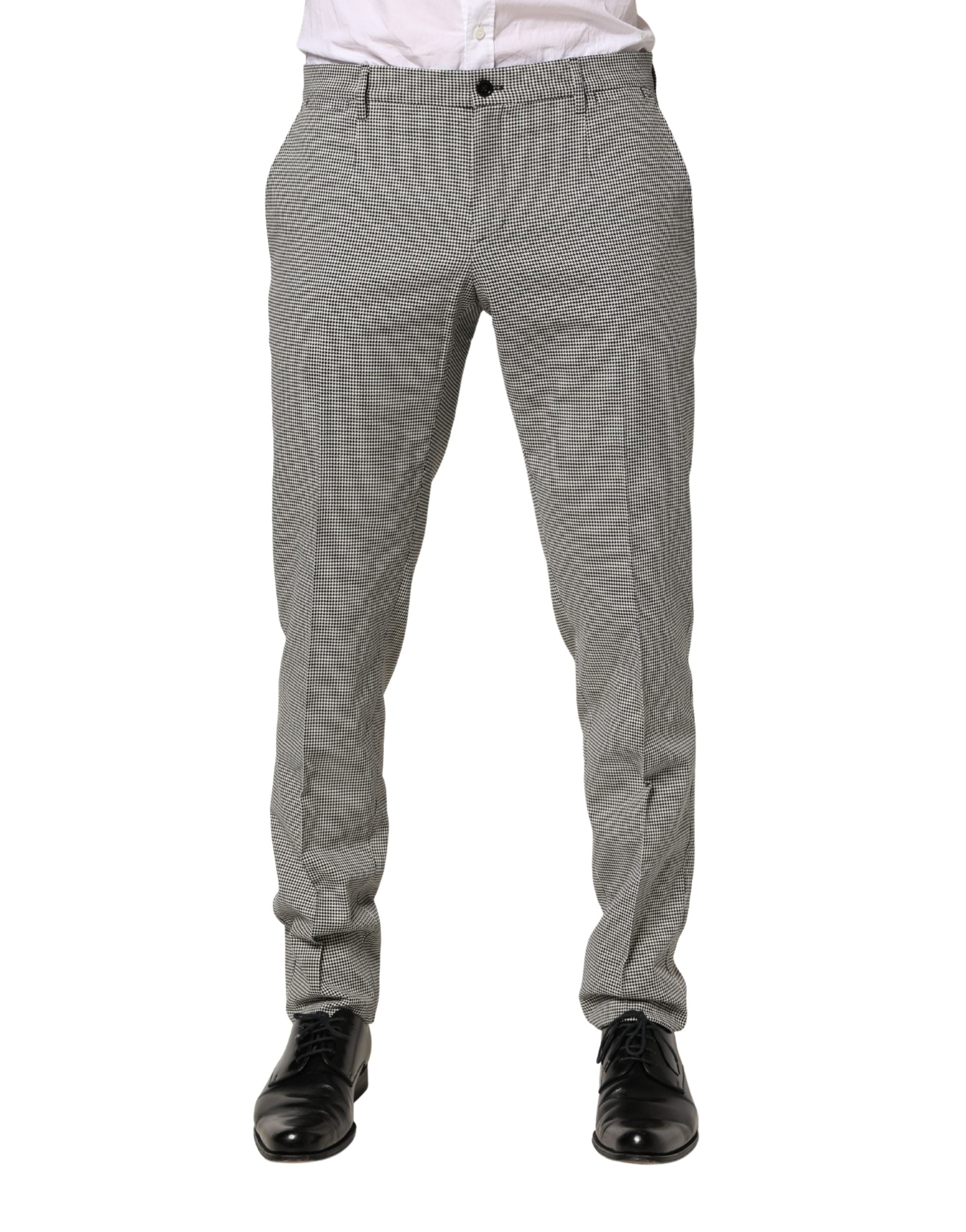 Gray Cotton Skinny Dress Formal Trouser Pants - ventzia