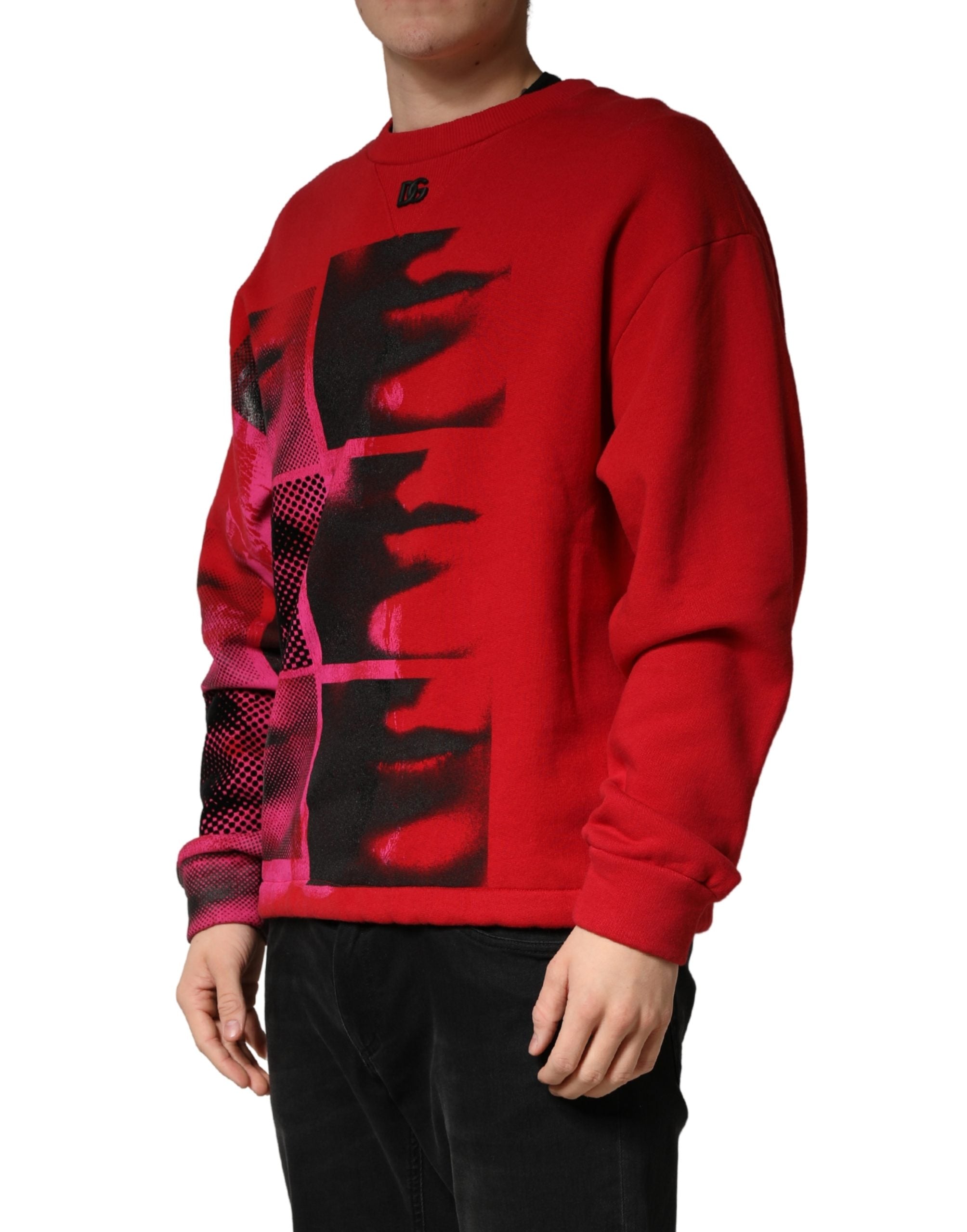 Red Graphic Crew Neck Men Sweatshirt Sweater - ventzia