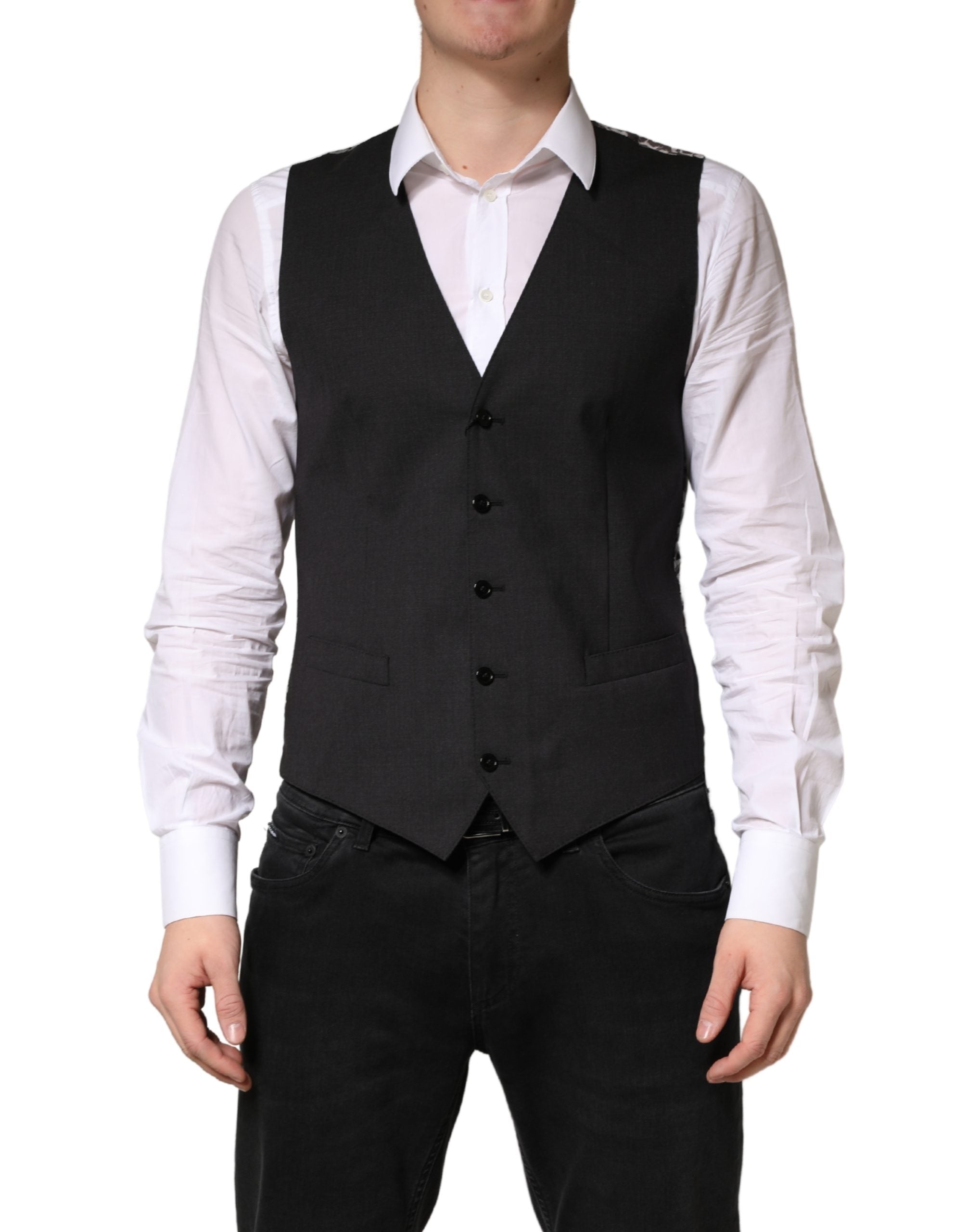 Black Wool Dress Men Formal Waistcoat Vest - ventzia
