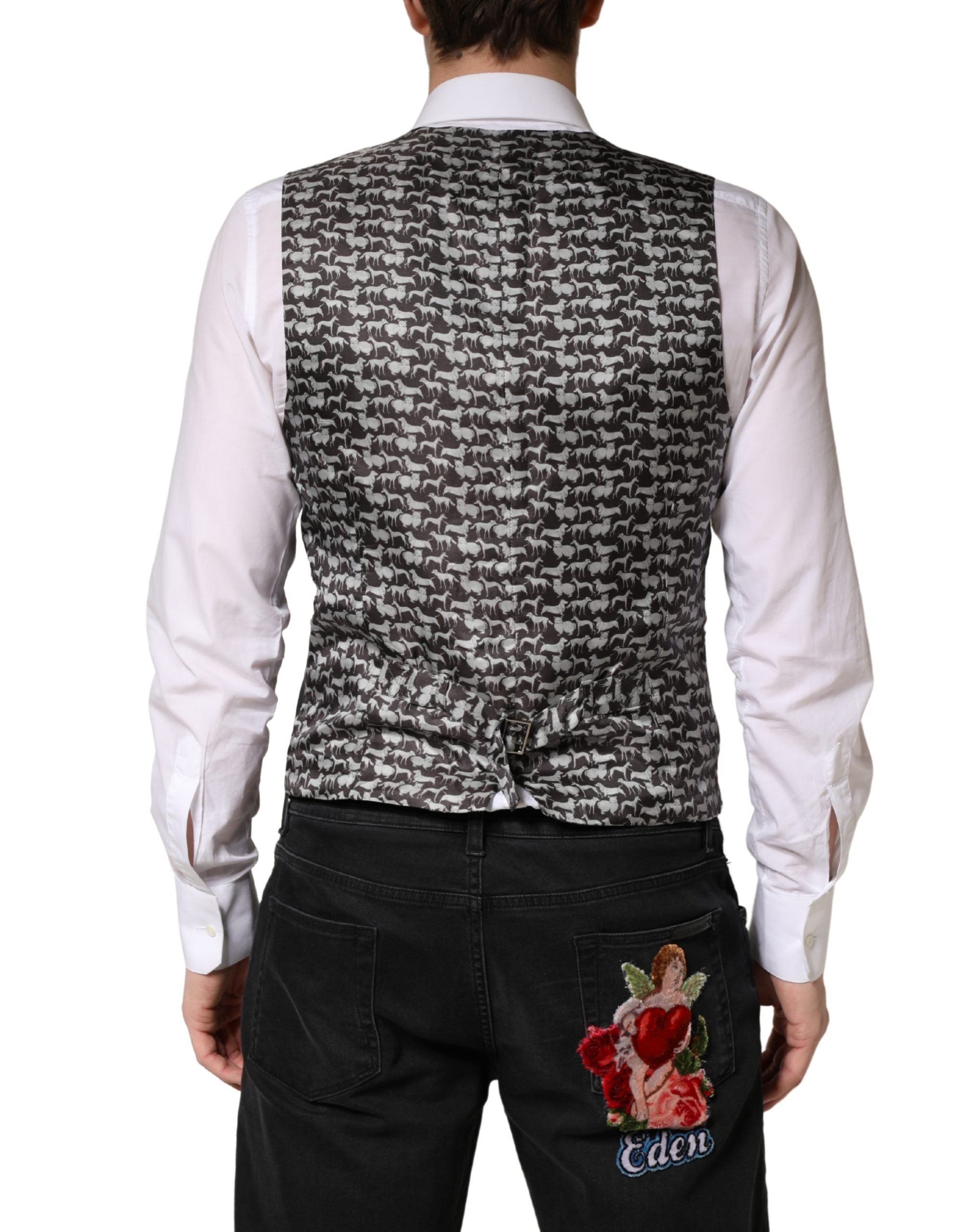 Black Wool Dress Men Formal Waistcoat Vest - ventzia