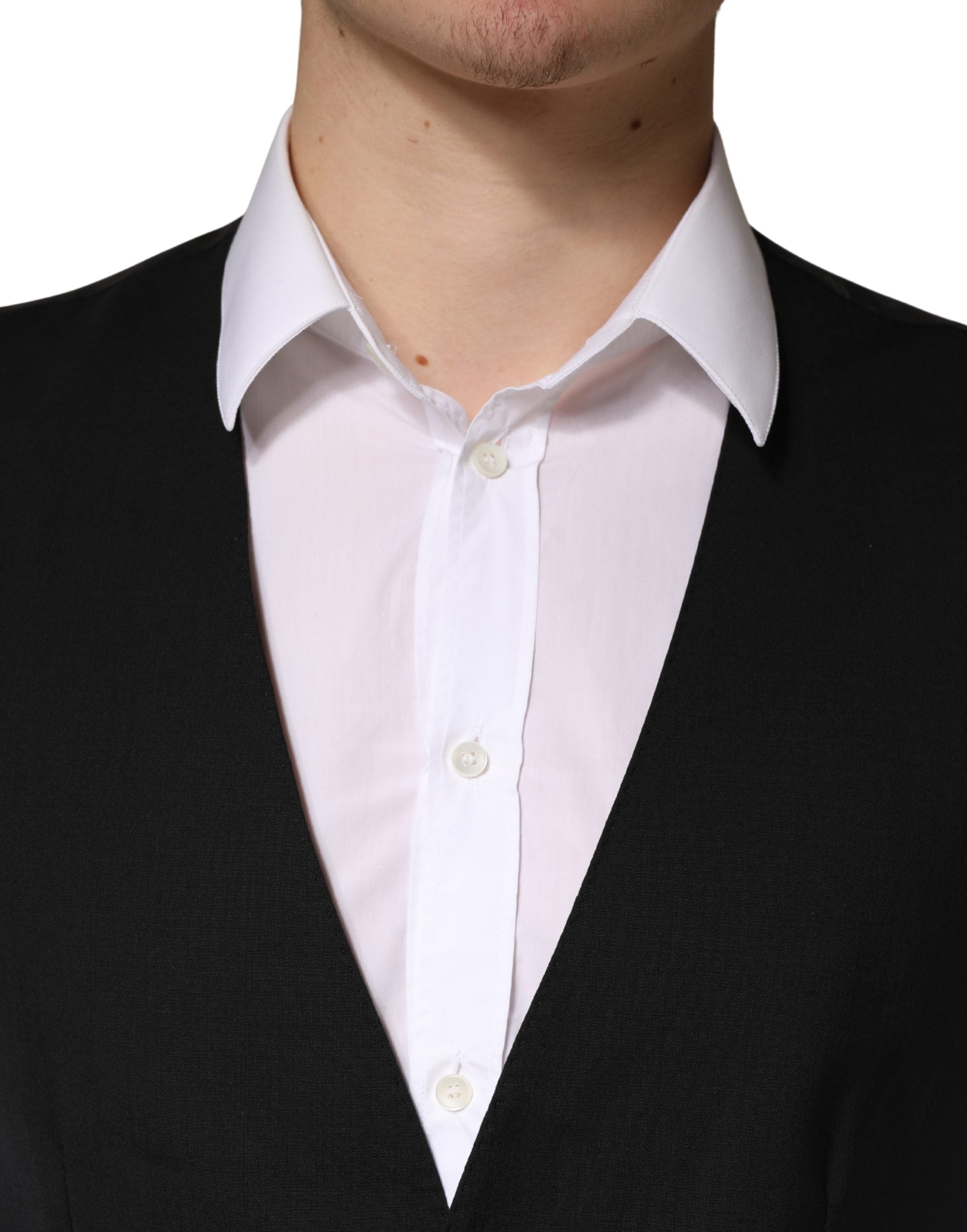 Black Wool Dress Men Formal Waistcoat Vest - ventzia