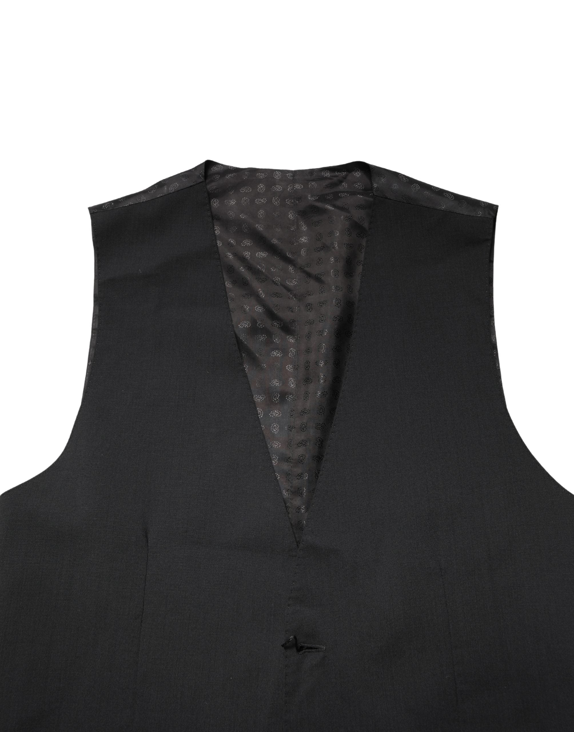 Black Wool Dress Men Formal Waistcoat Vest - ventzia