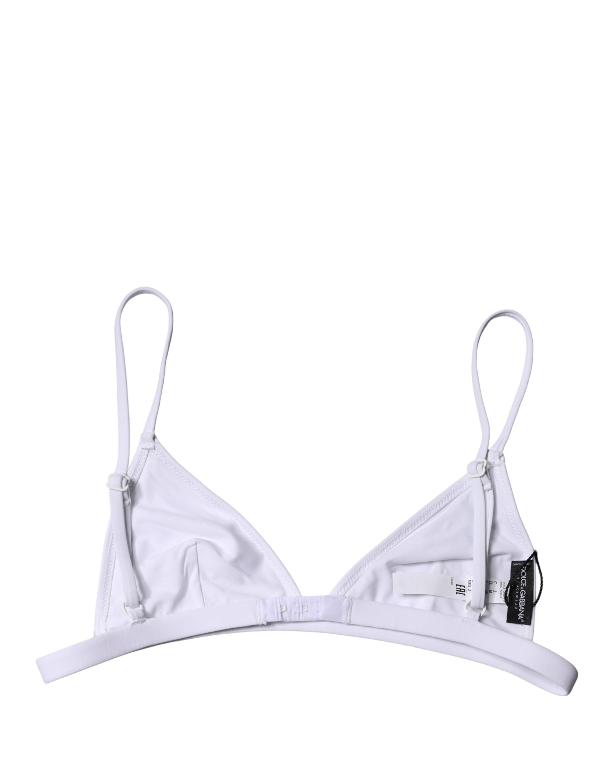Top White Nylon Triangle Swimwear Beachwear Bikini - ventzia
