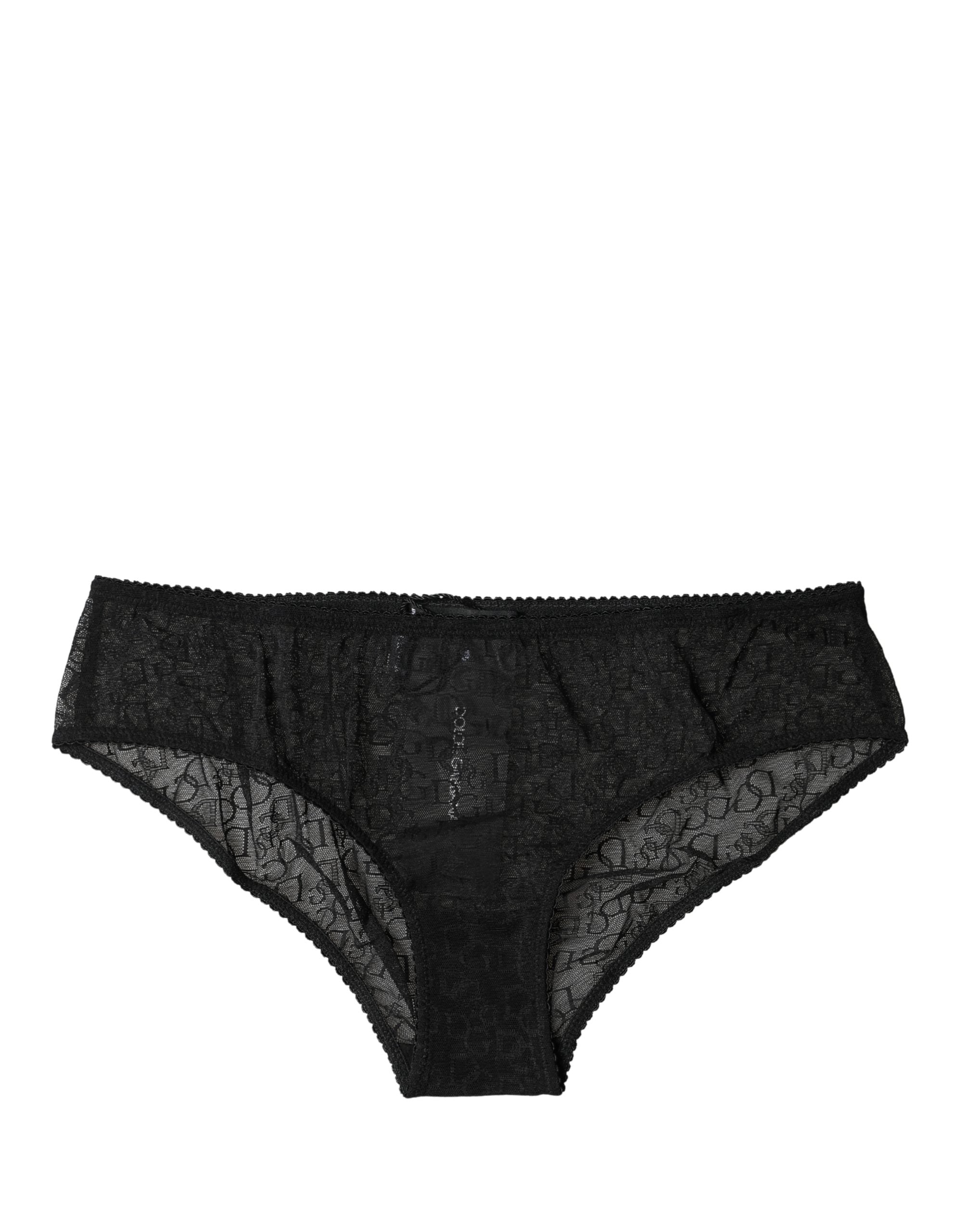 Black Nylon Stretch Mid Waist Brief Underwear - ventzia