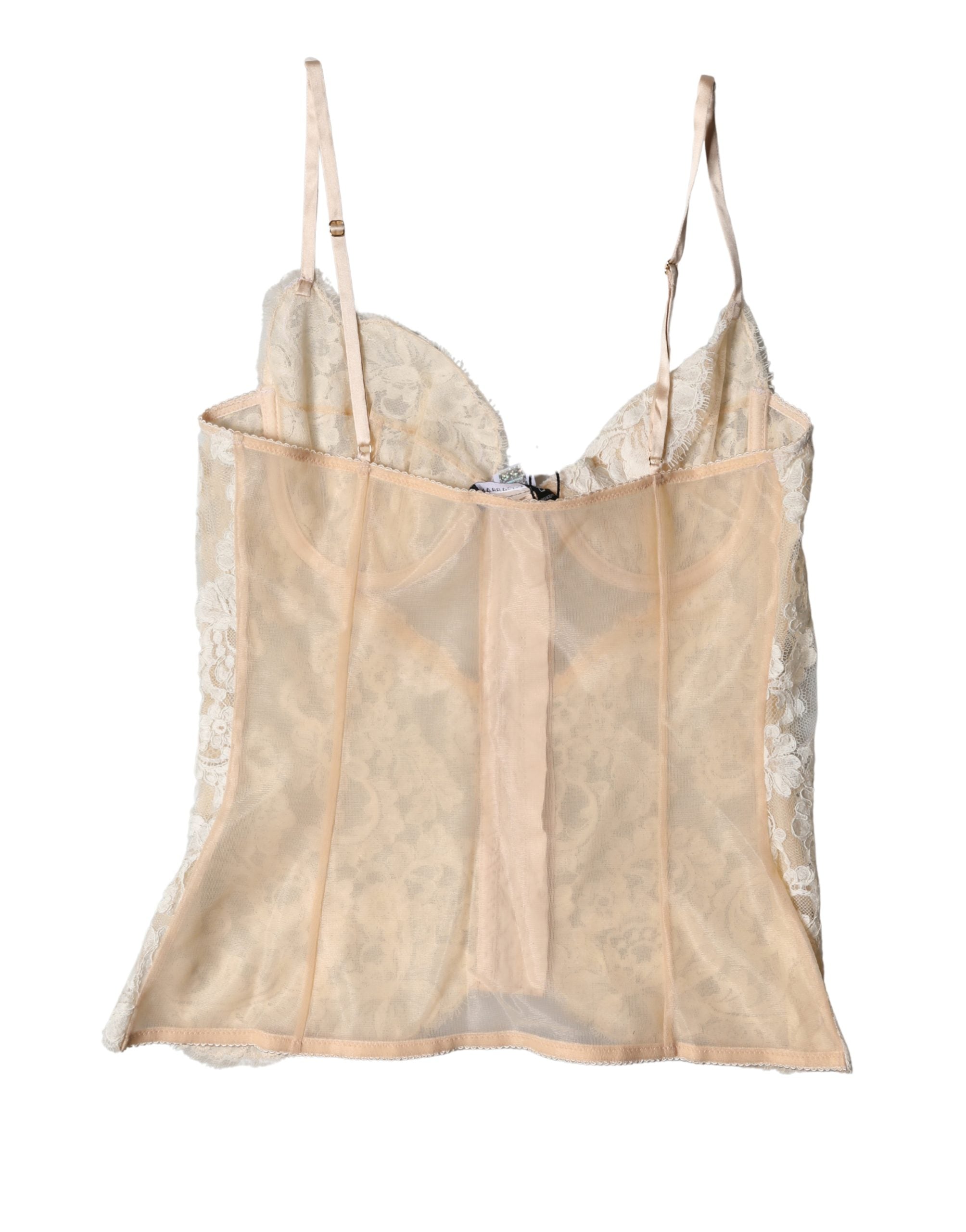 Beige Floral Lace Corset Lingerie Underwear - ventzia