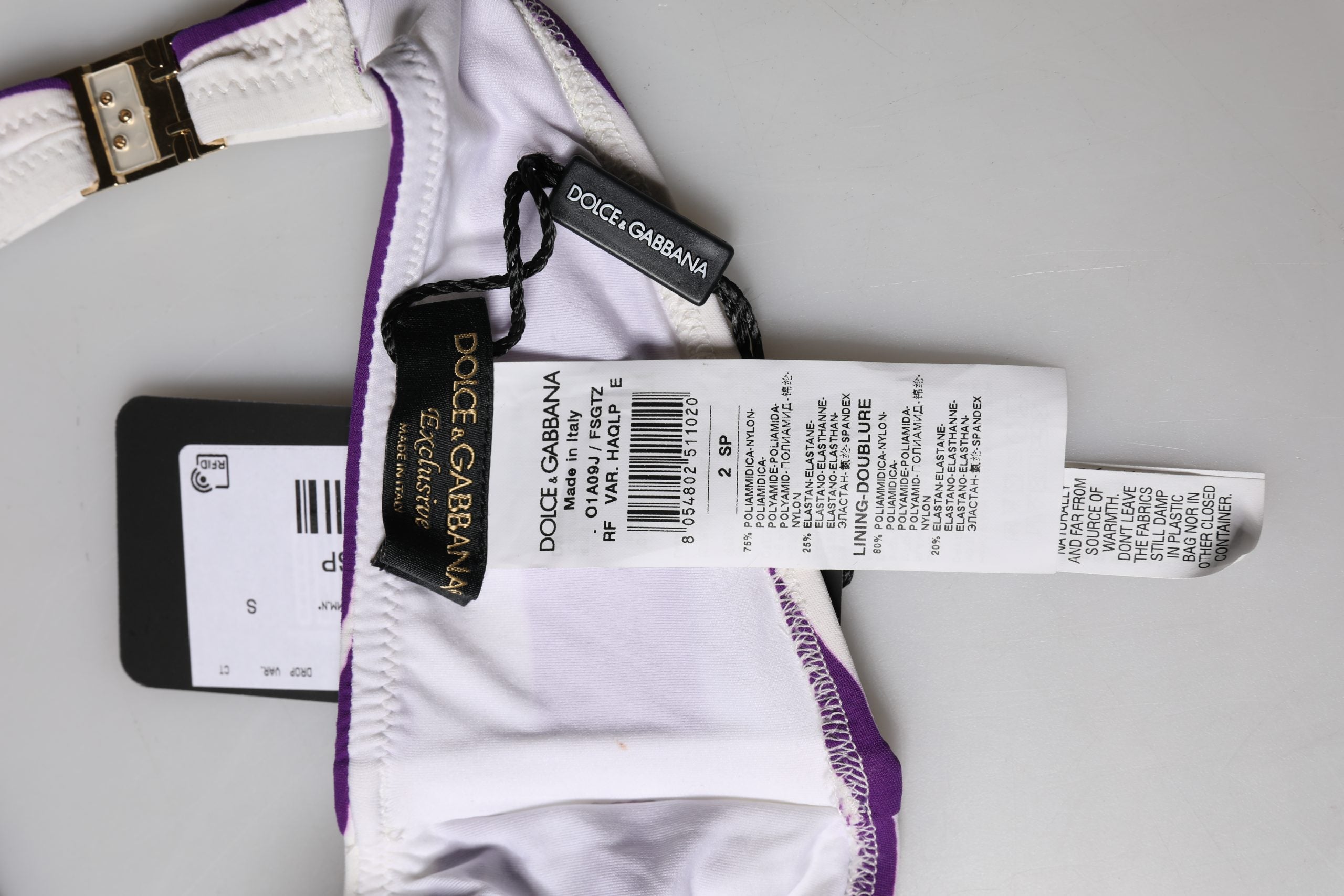 Purple White Stripes Nylon Bandeau Swimwear - ventzia