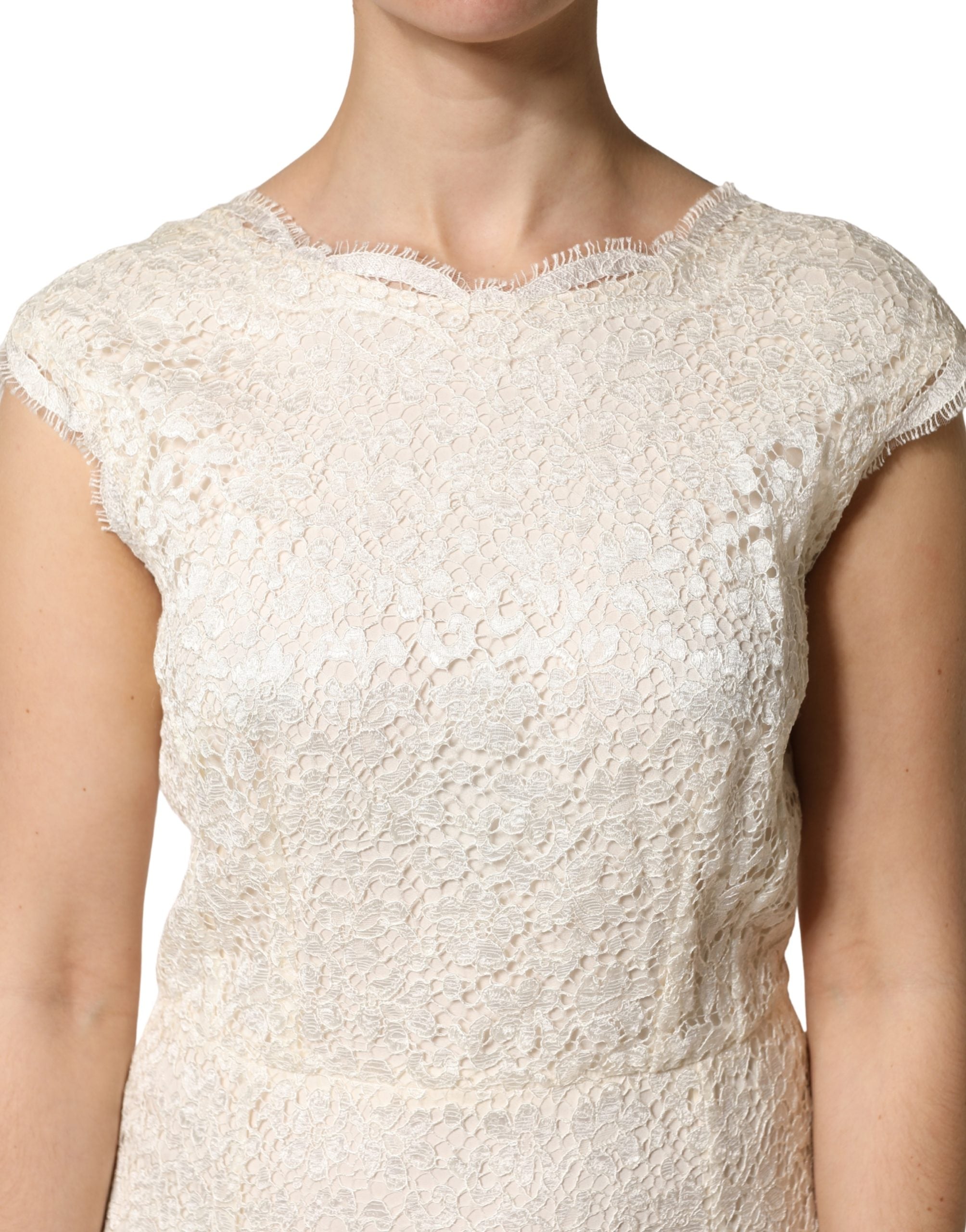 White Lace Viscose Sheath Long Gown Dress - ventzia