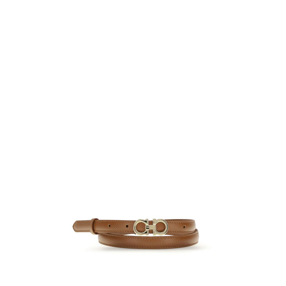 Beige Calf Leather Bos Taurus Thin Belt - ventzia