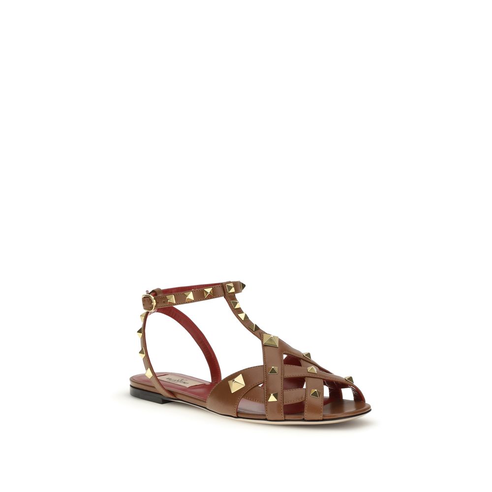 Brown Goatskin Strap-On Sandals - ventzia