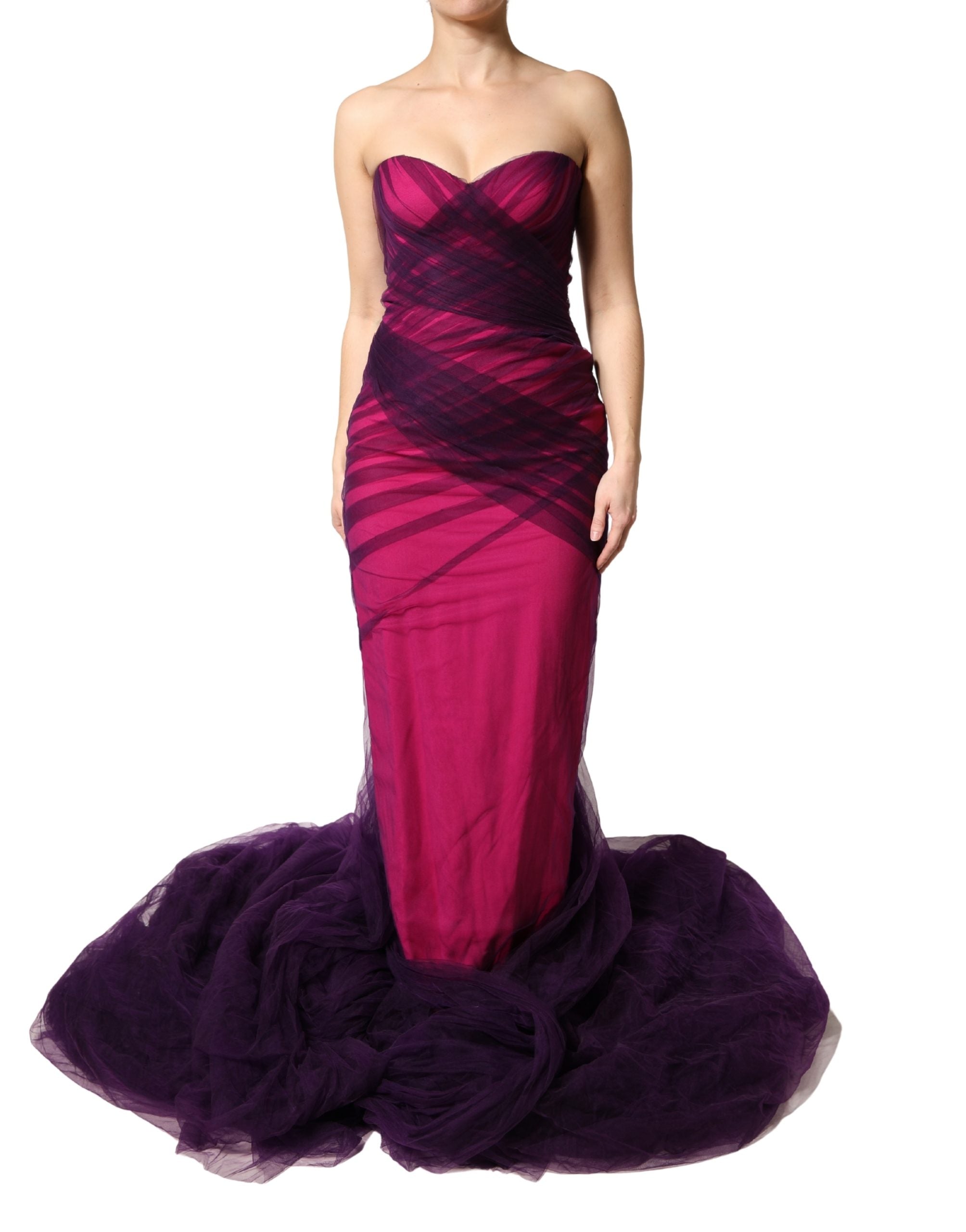 Pink Black Strapless Sheath Mermaid  Dress - ventzia
