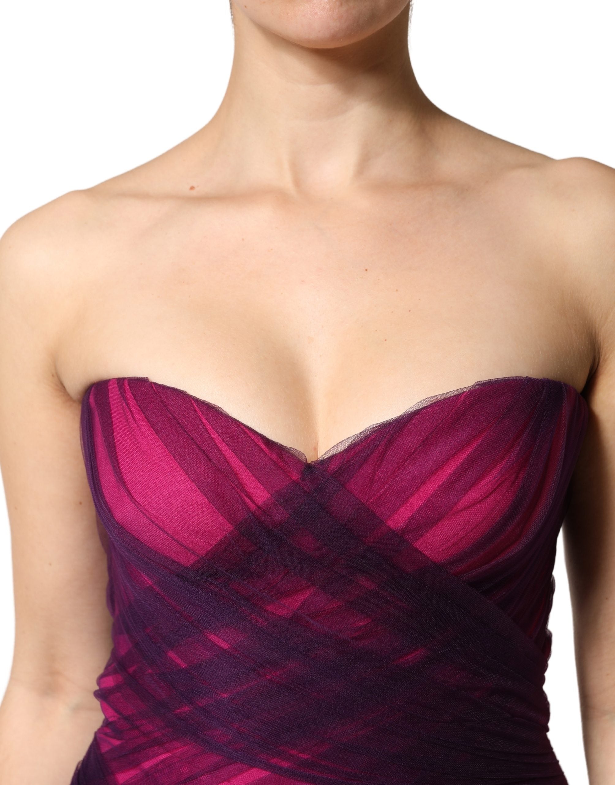Pink Black Strapless Sheath Mermaid  Dress - ventzia