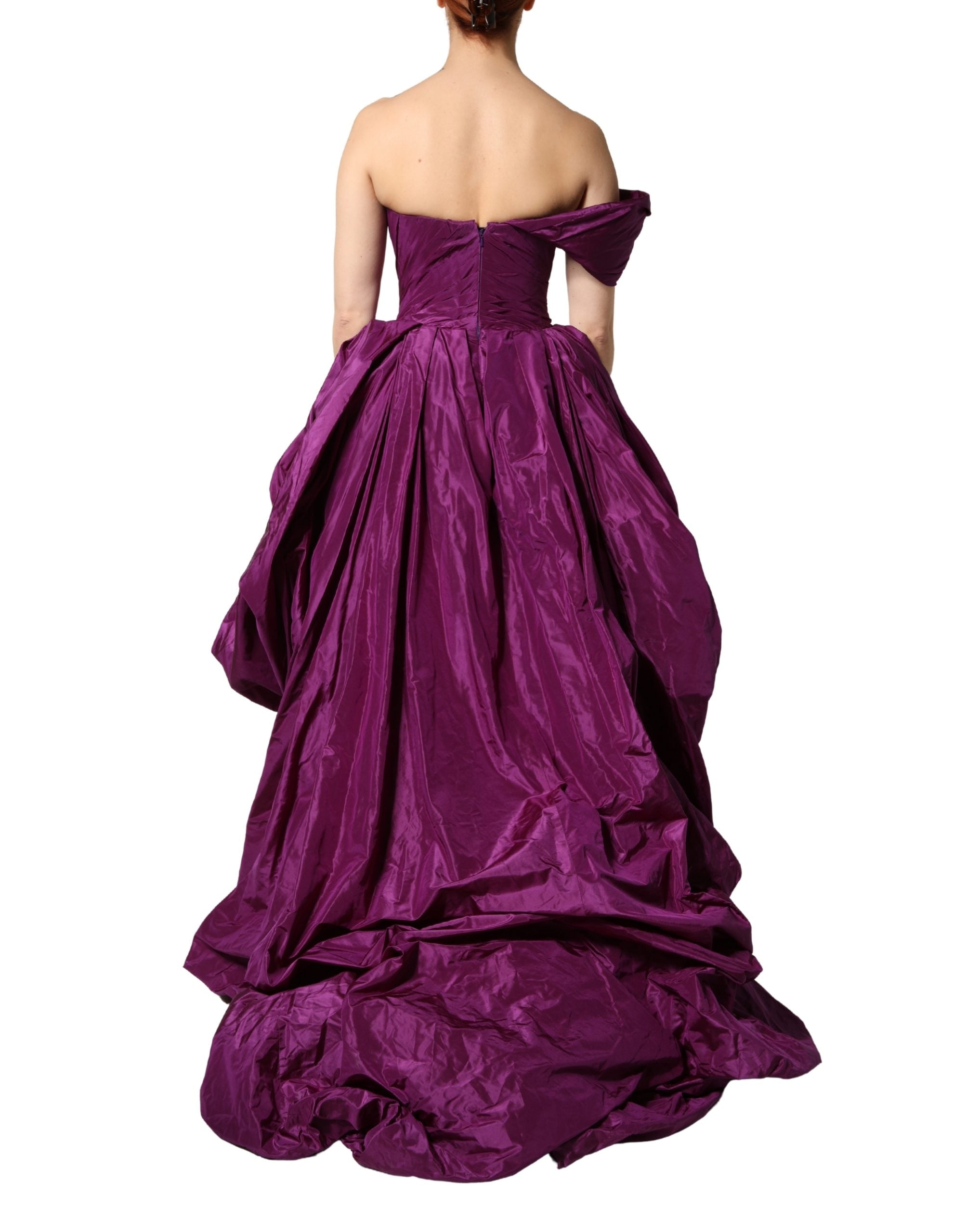 Purple Strapless A-line Asymmetric Dress - ventzia