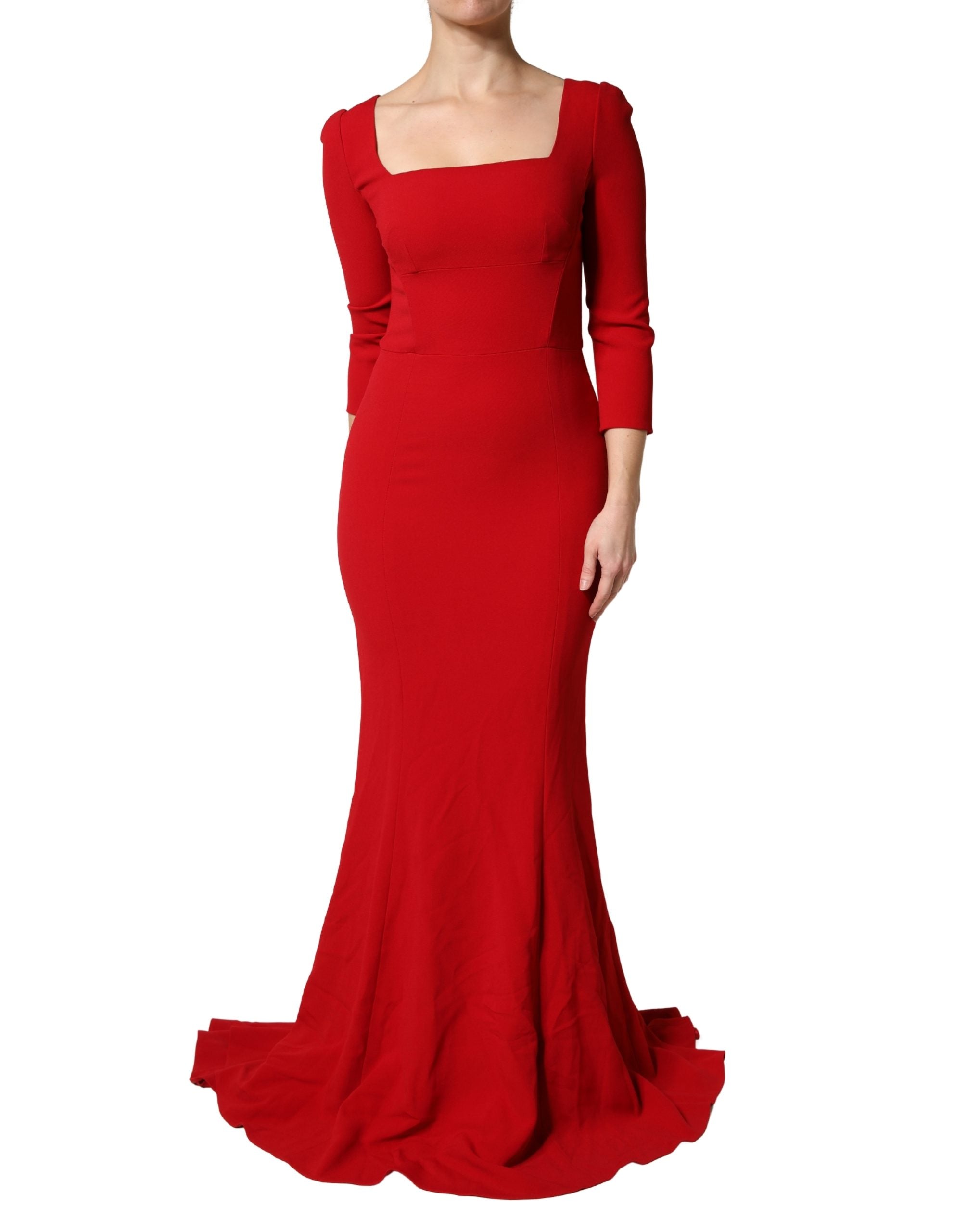 Red Viscose Sheath Bodycon Mermaid Dress - ventzia