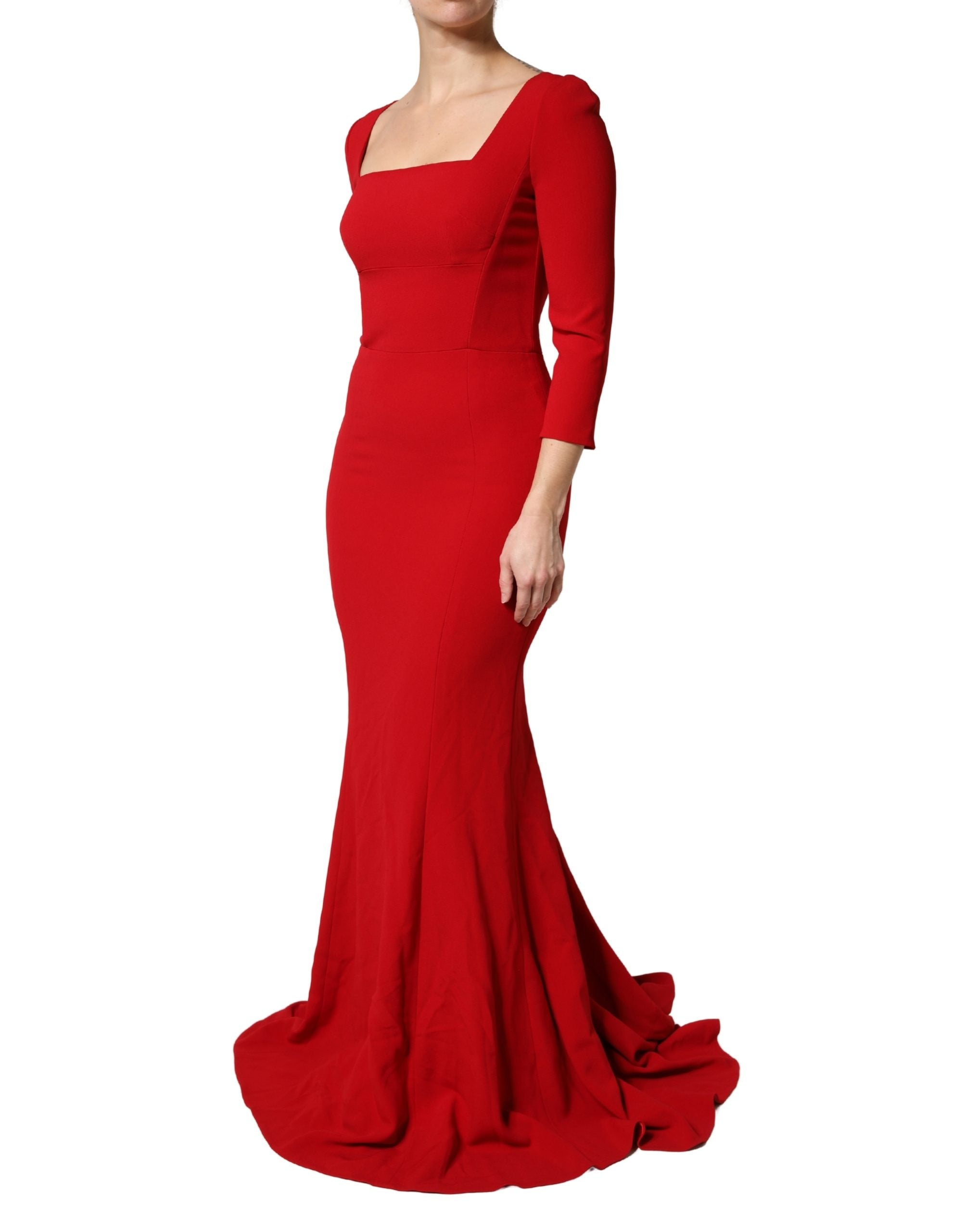 Red Viscose Sheath Bodycon Mermaid Dress - ventzia