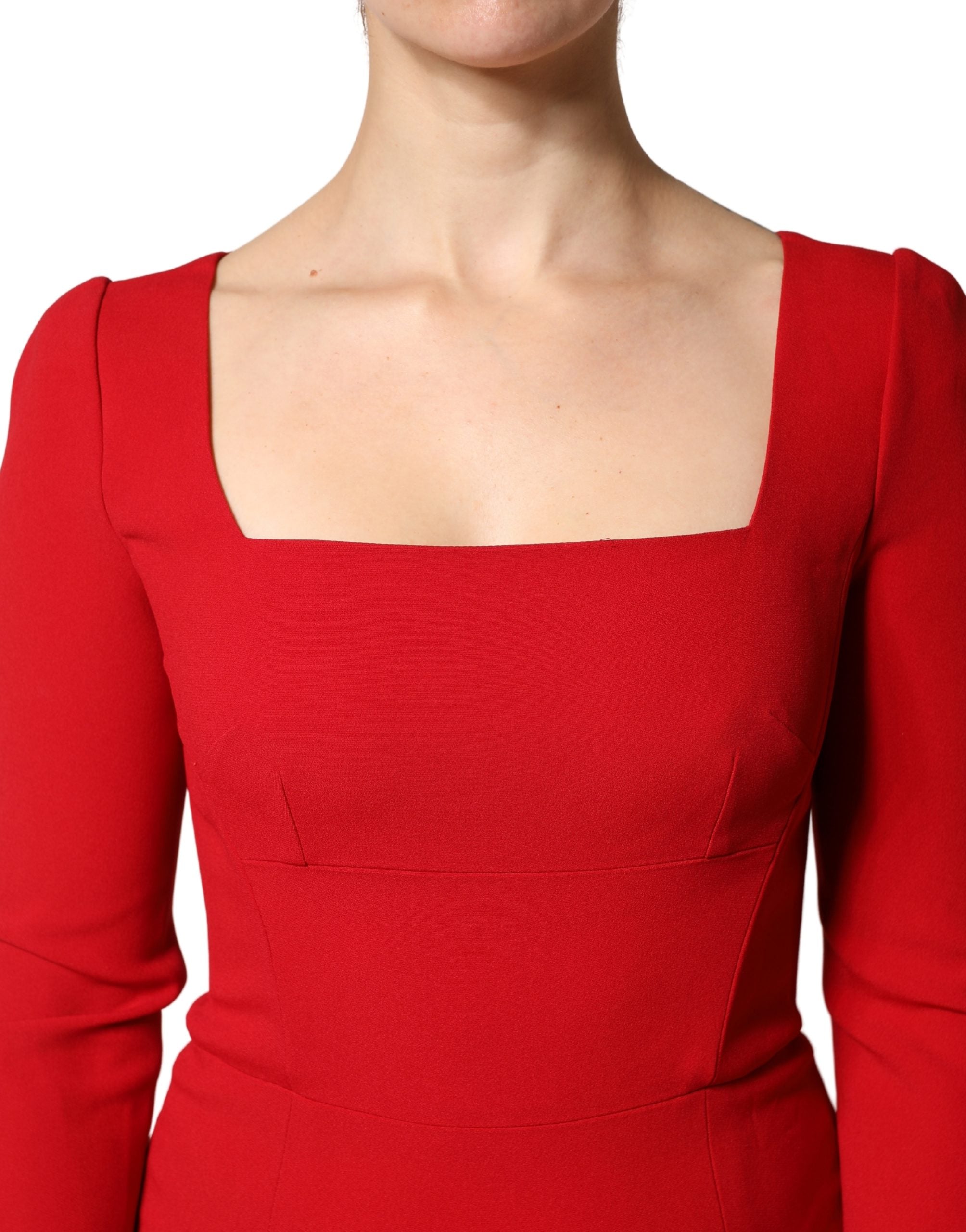 Red Viscose Sheath Bodycon Mermaid Dress - ventzia