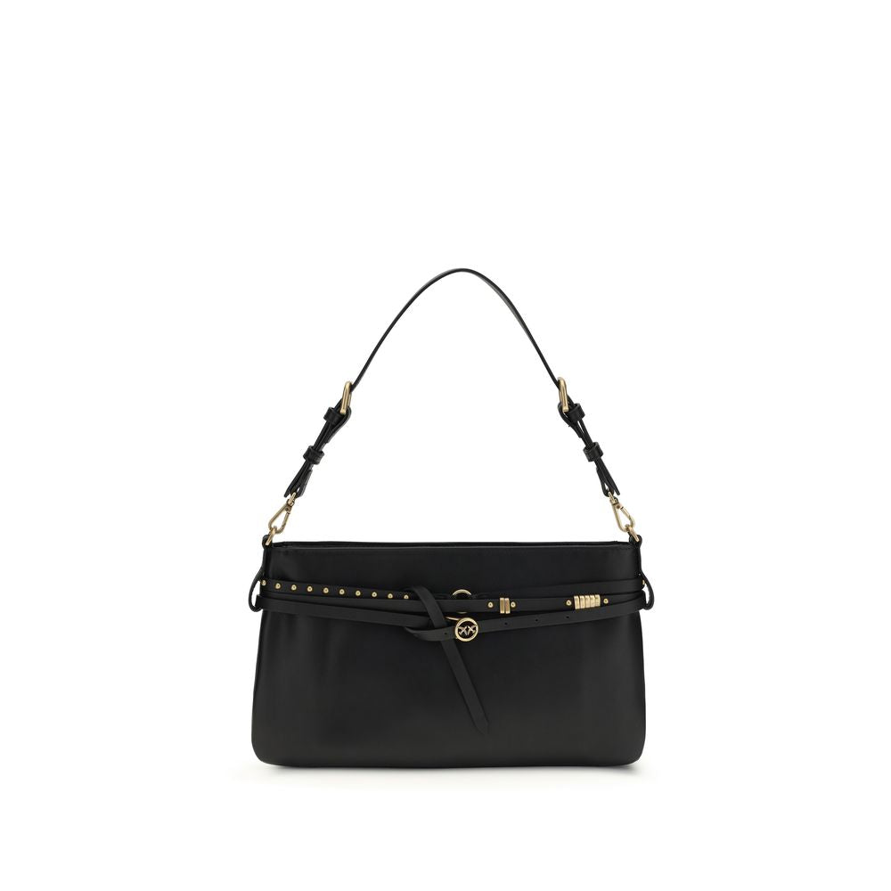 Black Calf Leather Bos Taurus Shoulder Bag - ventzia
