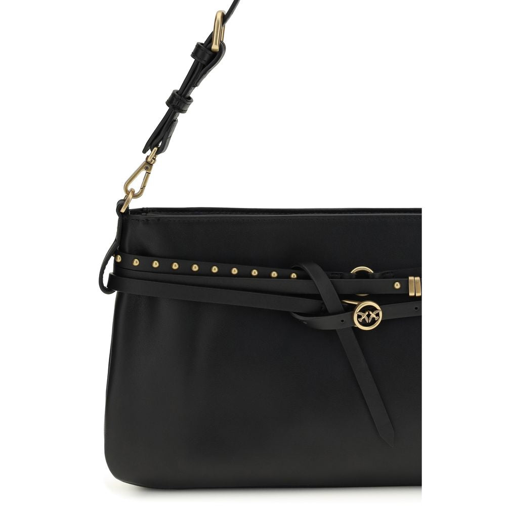 Black Calf Leather Bos Taurus Shoulder Bag - ventzia