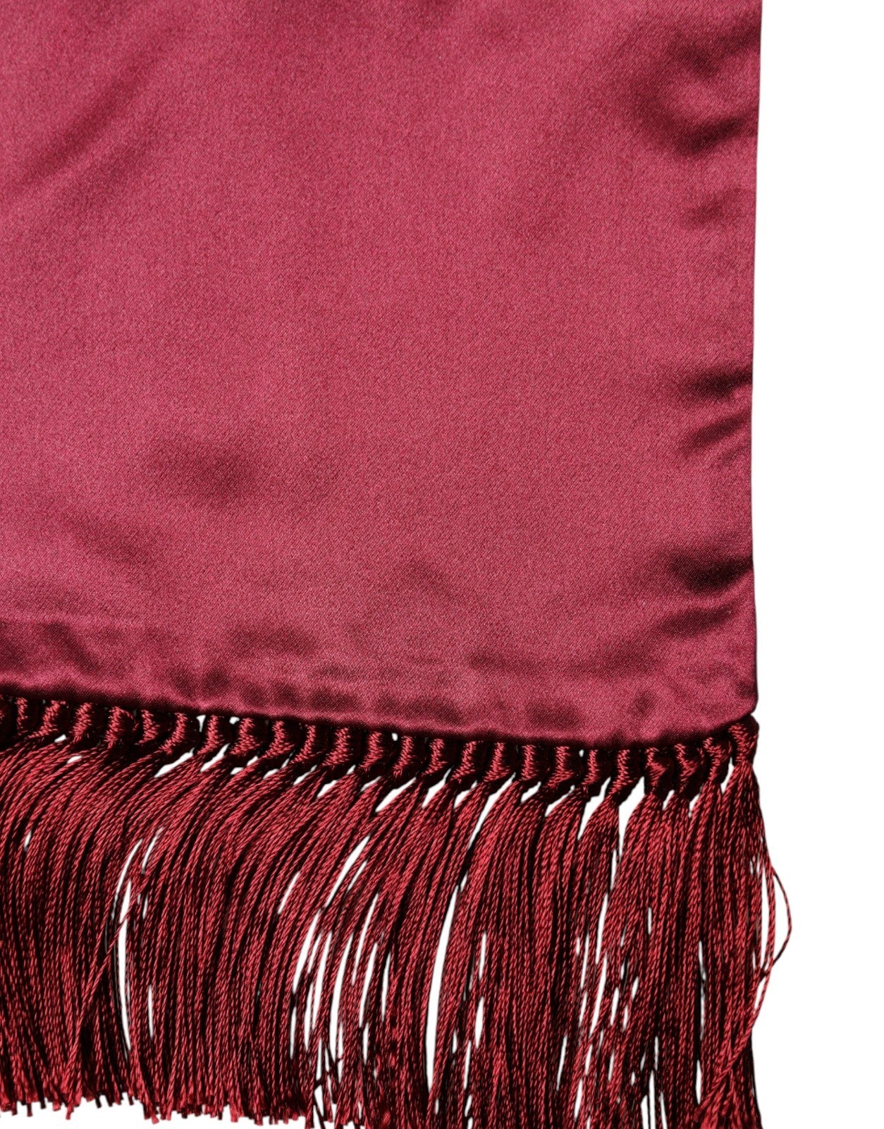 Red Satin Silk Fringes Men Foulard 137.5cm x14.5cm Scarf - ventzia