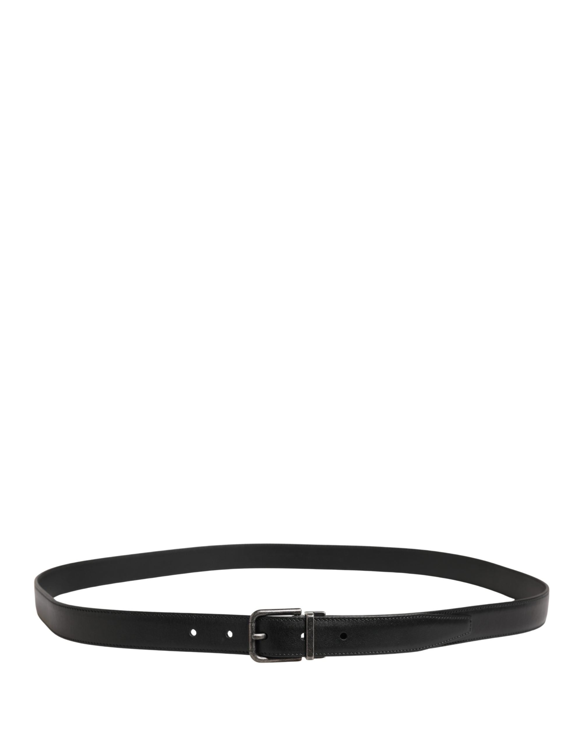 Men Black Classic Leather Metal Buckle Belt - ventzia