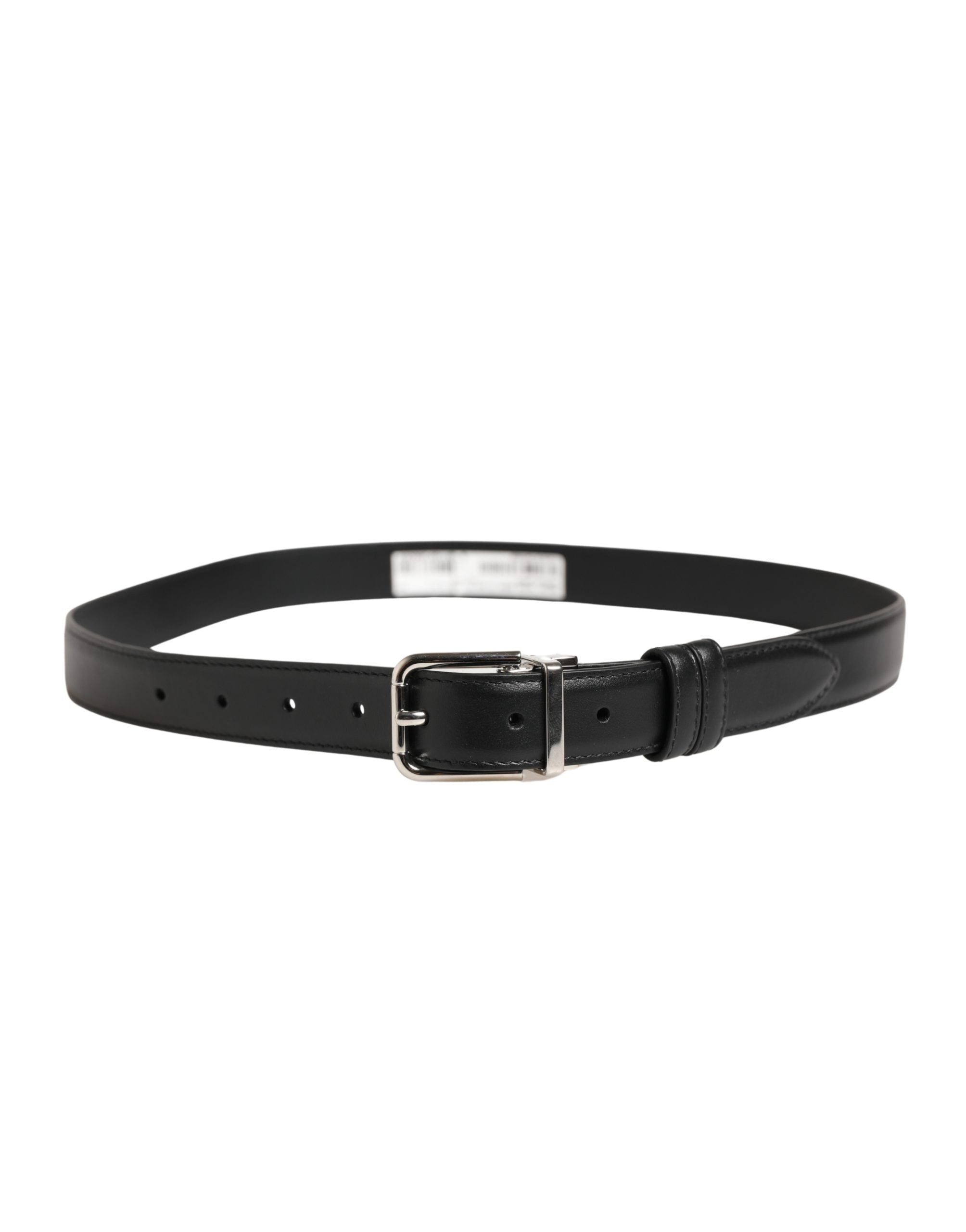 Men Black Classic Leather Metal Buckle Belt - ventzia
