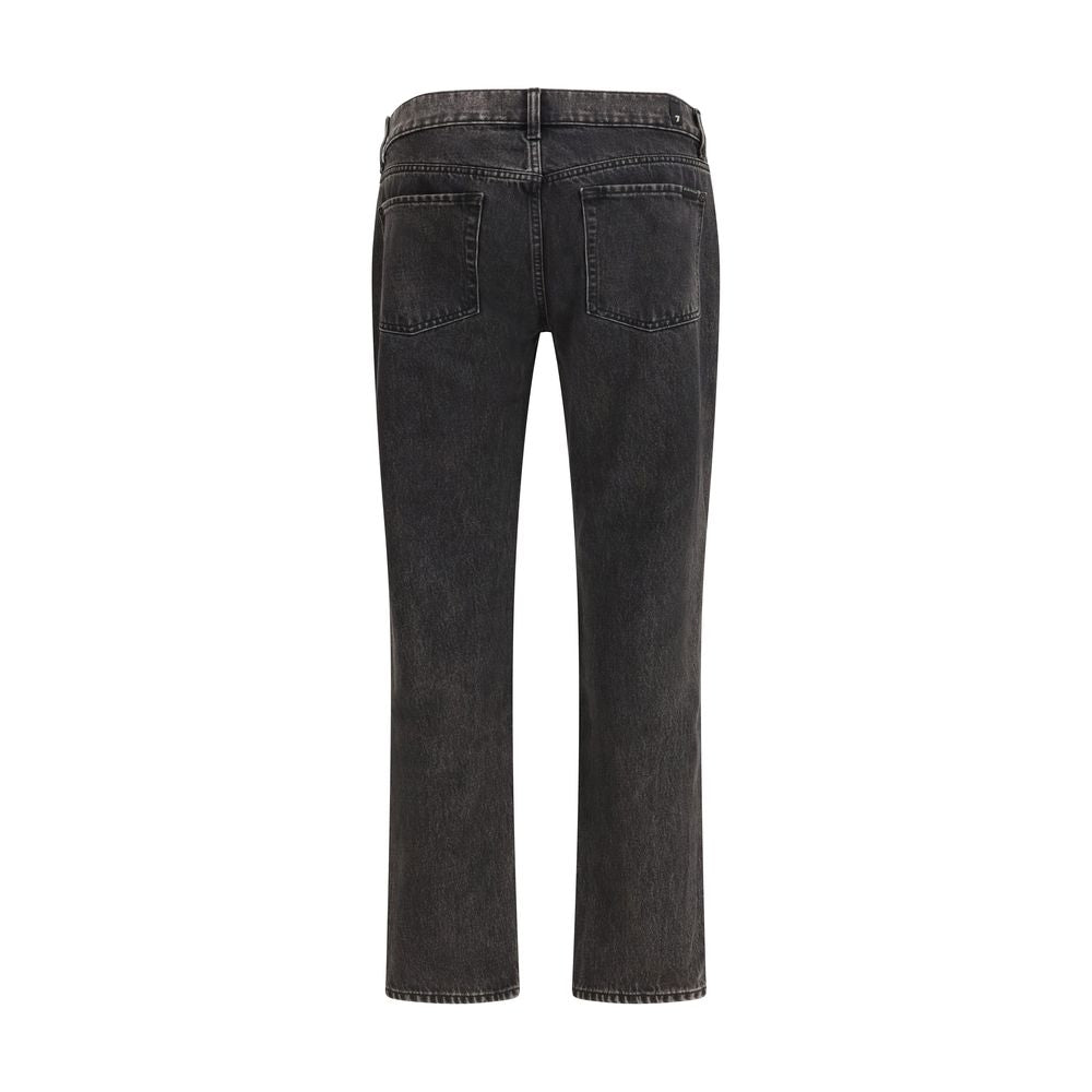 Black Cotton Straight-Leg Jeans - ventzia