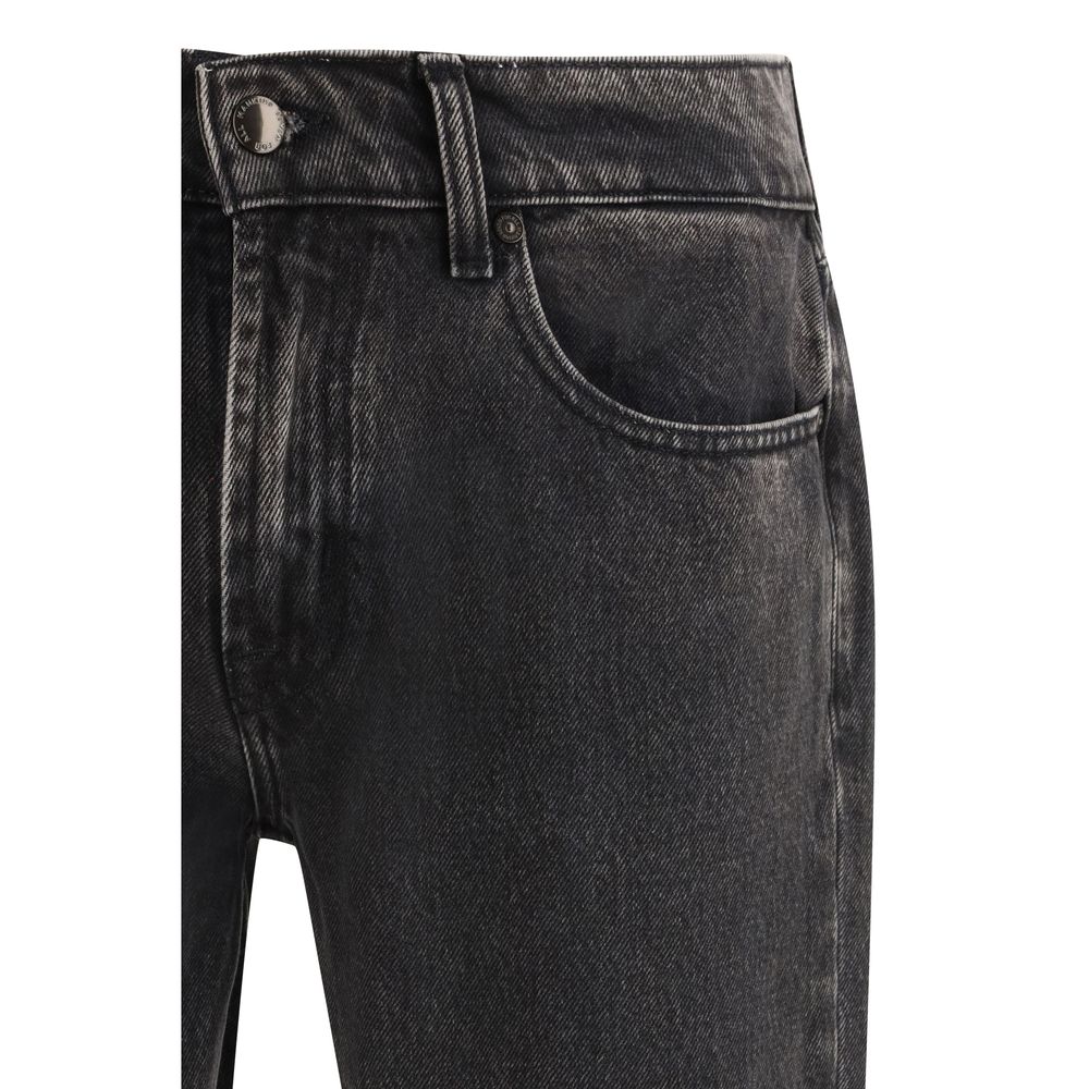 Black Cotton Straight-Leg Jeans - ventzia