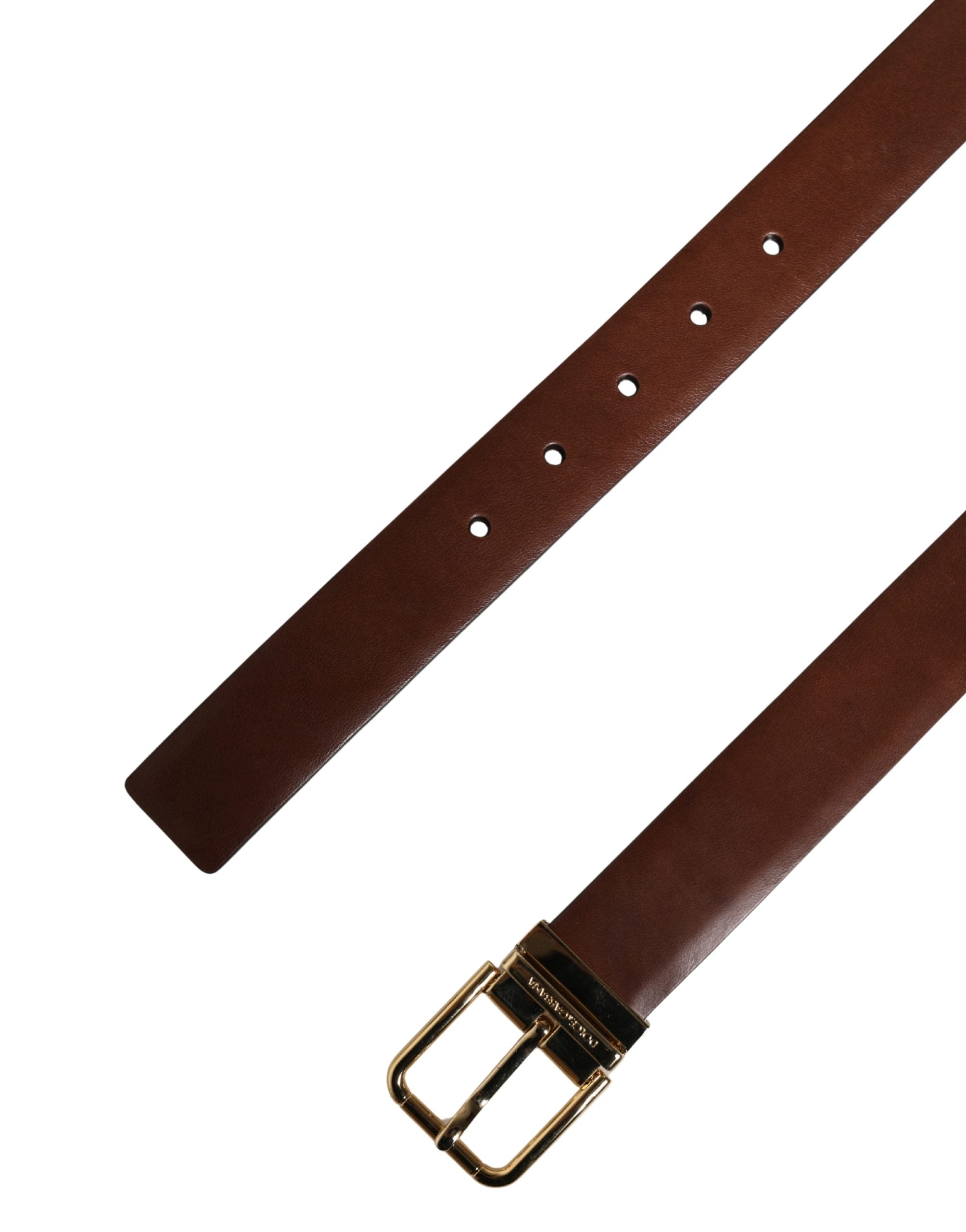 Men Brown Classic Leather Metal Buckle Belt - ventzia