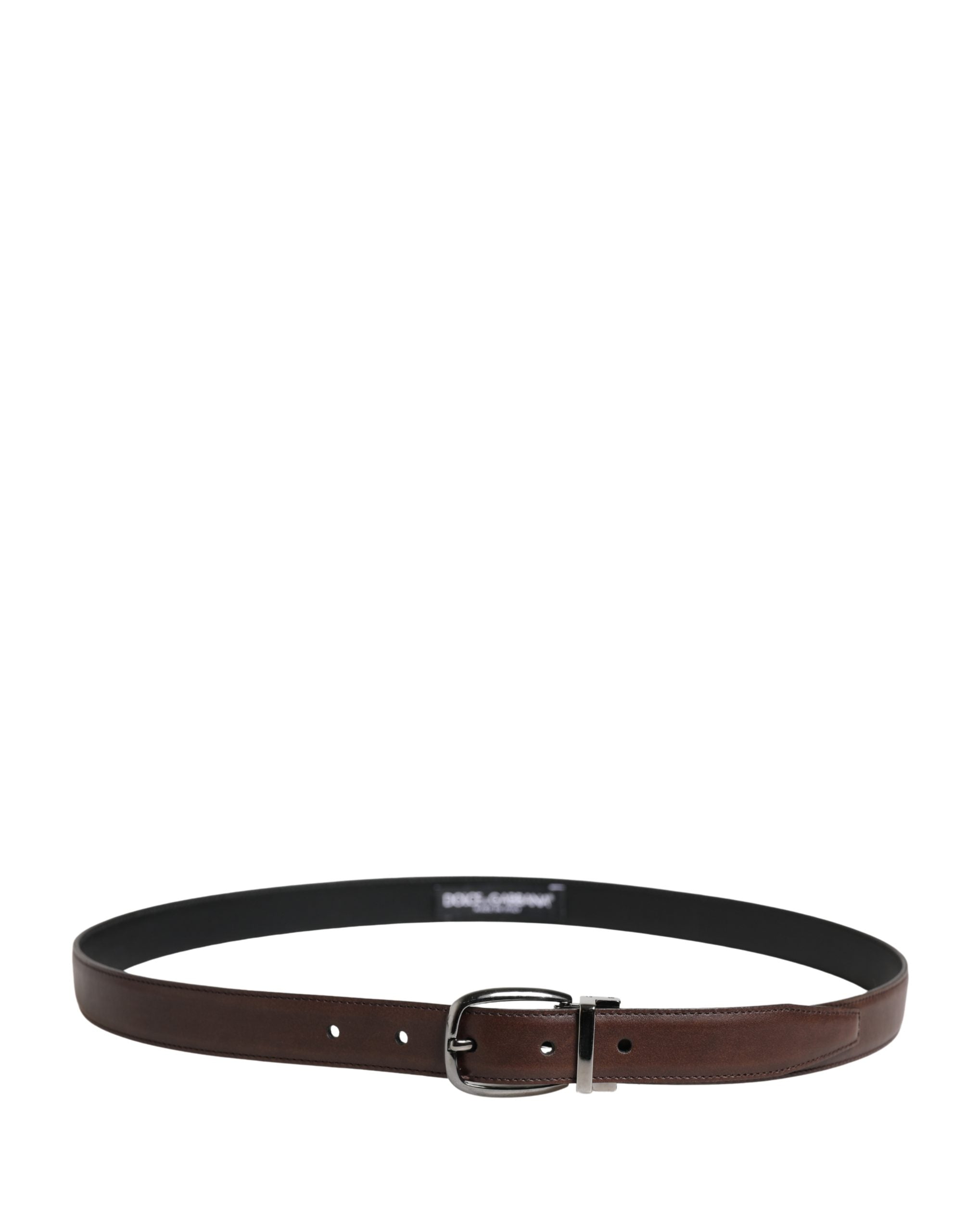 Men Brown Classic Leather Metal Buckle Belt - ventzia