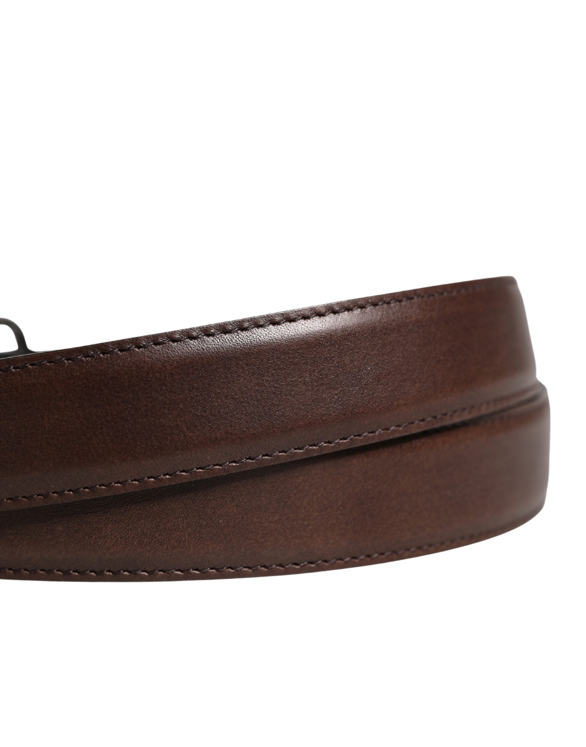 Men Brown Classic Leather Metal Buckle Belt - ventzia