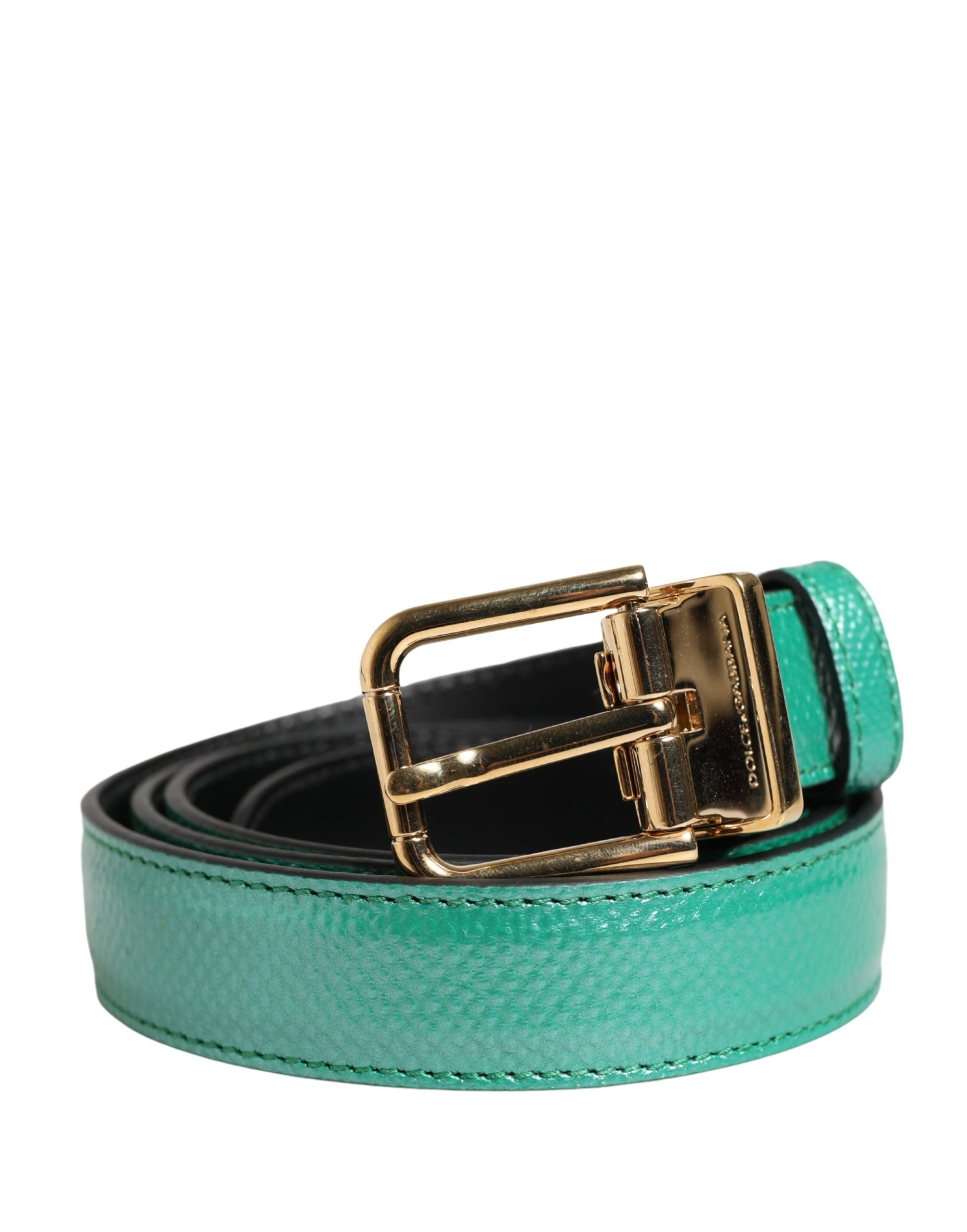 Men Green Classic Leather Metal Buckle Belt - ventzia
