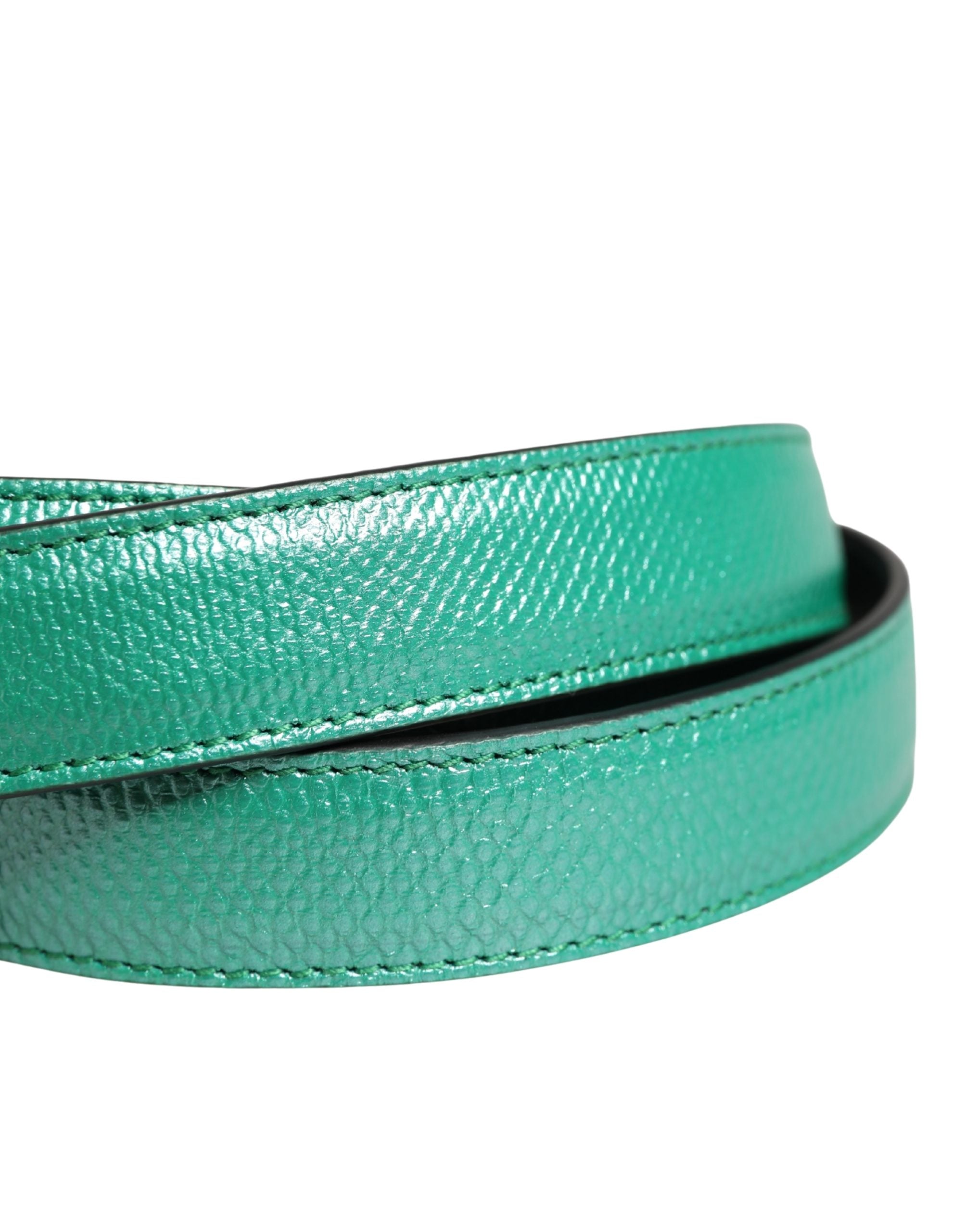 Men Green Classic Leather Metal Buckle Belt - ventzia