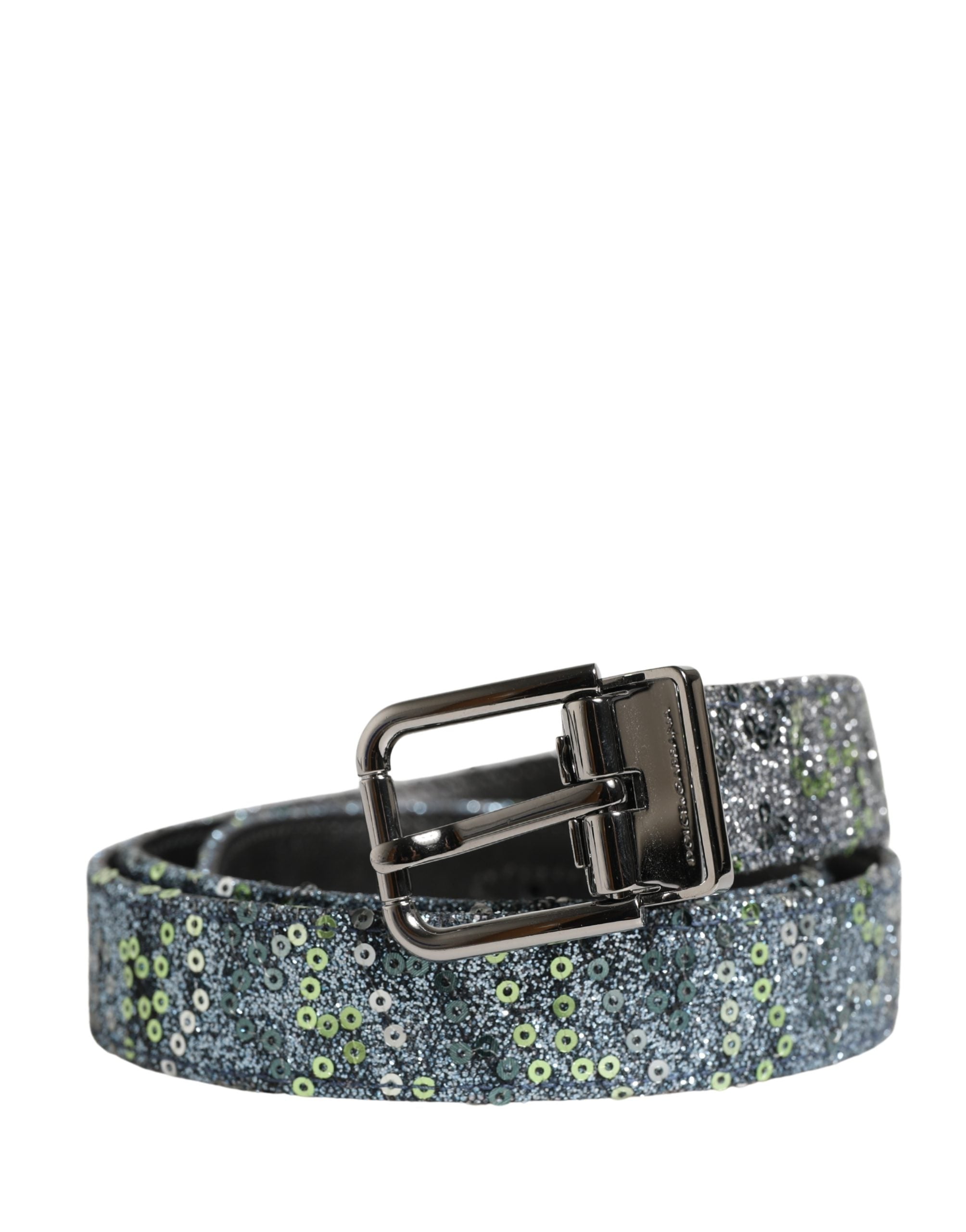 Men Multicolor Sequin Silver Metal Buckle Belt - ventzia
