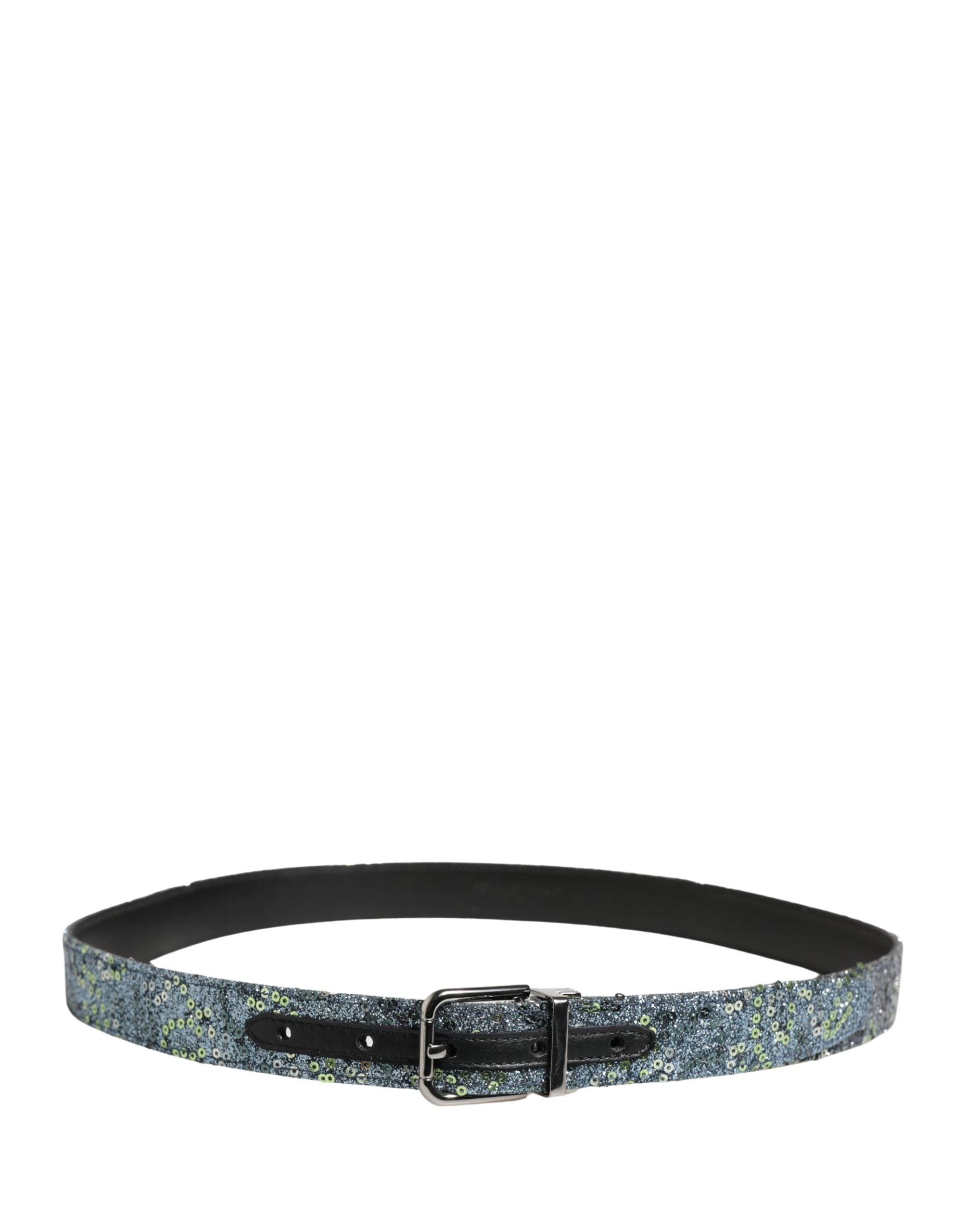 Men Multicolor Sequin Silver Metal Buckle Belt - ventzia