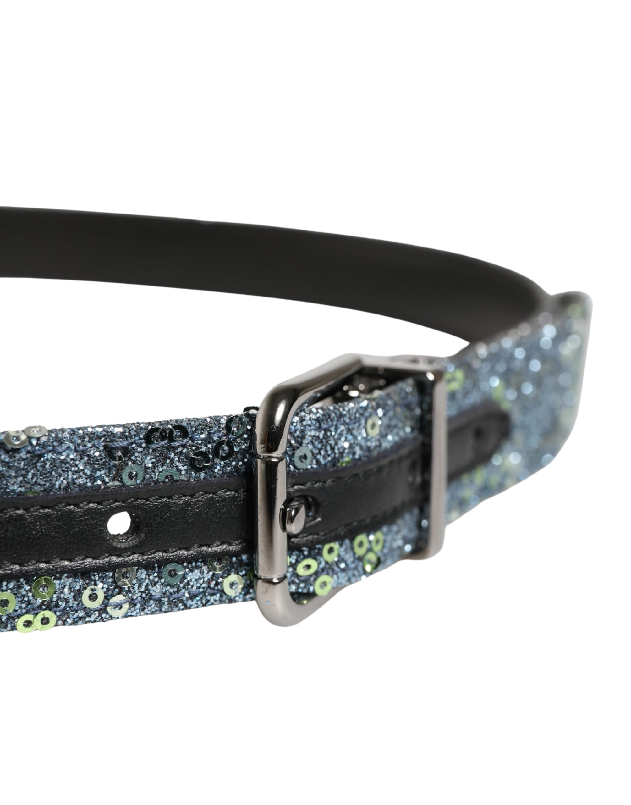 Men Multicolor Sequin Silver Metal Buckle Belt - ventzia